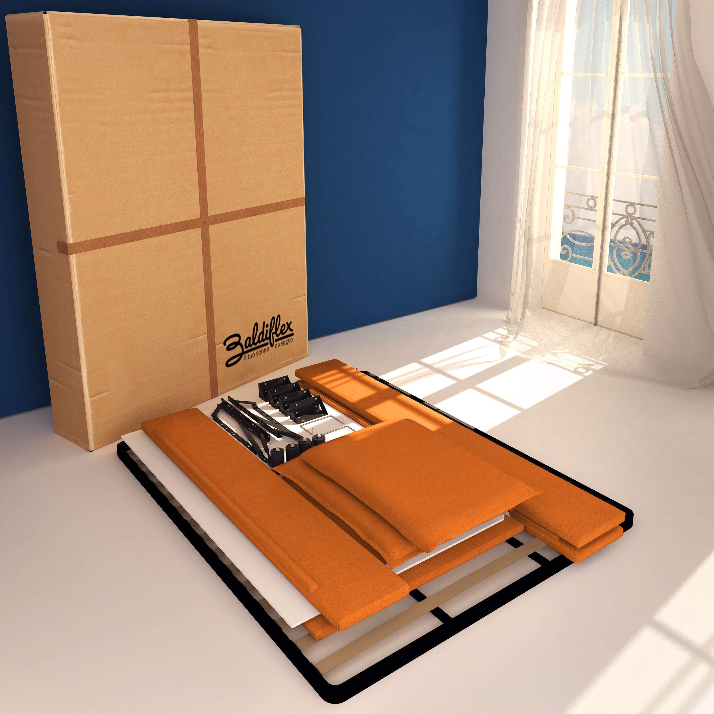 Baldiflex Licia Queen Size Bed Frame with Upholstered Headboard & Slatted Base - 160x190cm Synthetic Leather Platform Bed for Mattress Support, Modern Bedroom Furniture (Perfect for Master Bedrooms & Guest Rooms)