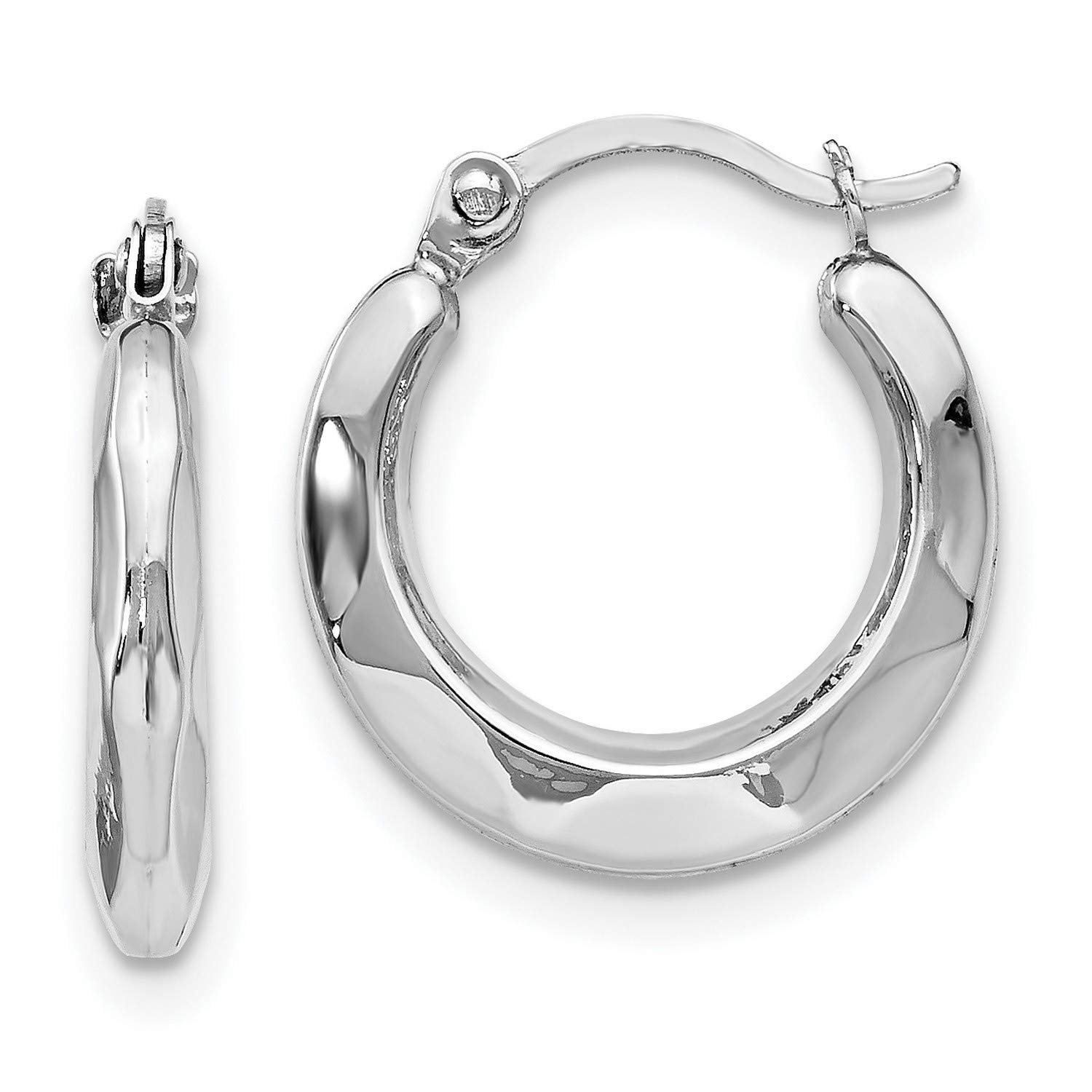 14K White Gold Hinged Hoop Earrings for Women - 14x15mm Classic Dangle Hoops - Perfect for Everyday Wear, Date Night & Special Occasions