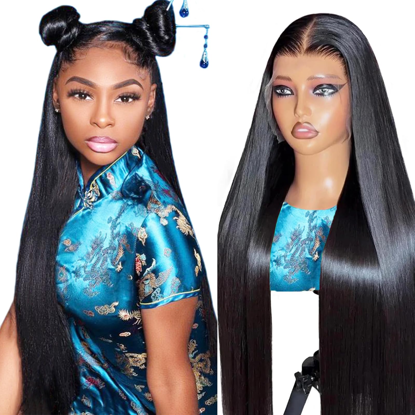 28 Inch 200 Density 13x6 HD Lace Front Human Hair Wig - Transparent Glueless Straight Frontal Wig with Pre-Plucked Baby Hair & Bleached Knots (Natural Color) for Everyday Wear, Cosplay, and Special Occasions
