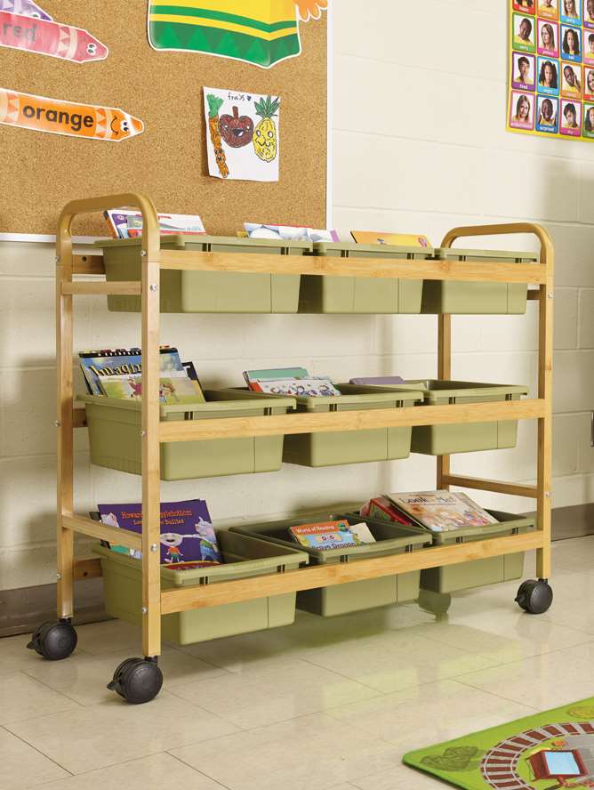 Bamboo Book Browser Cart - Portable Book Display Stand for Libraries, Bookstores & Home - Perfect for Organizing Books, Magazines & Reading Materials