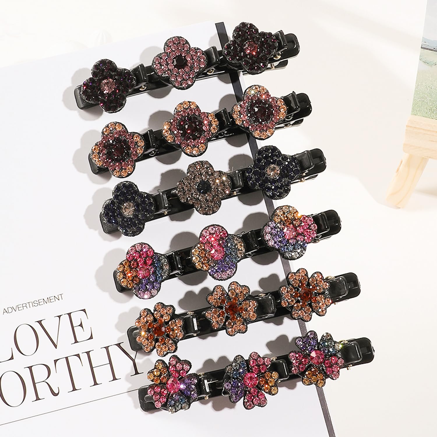 12PCS Sparkling Crystal Rhinestone Hair Clips for Women - Shiny Braided Hair Accessories Duckbill Clips for Parties, Weddings & Daily Styling