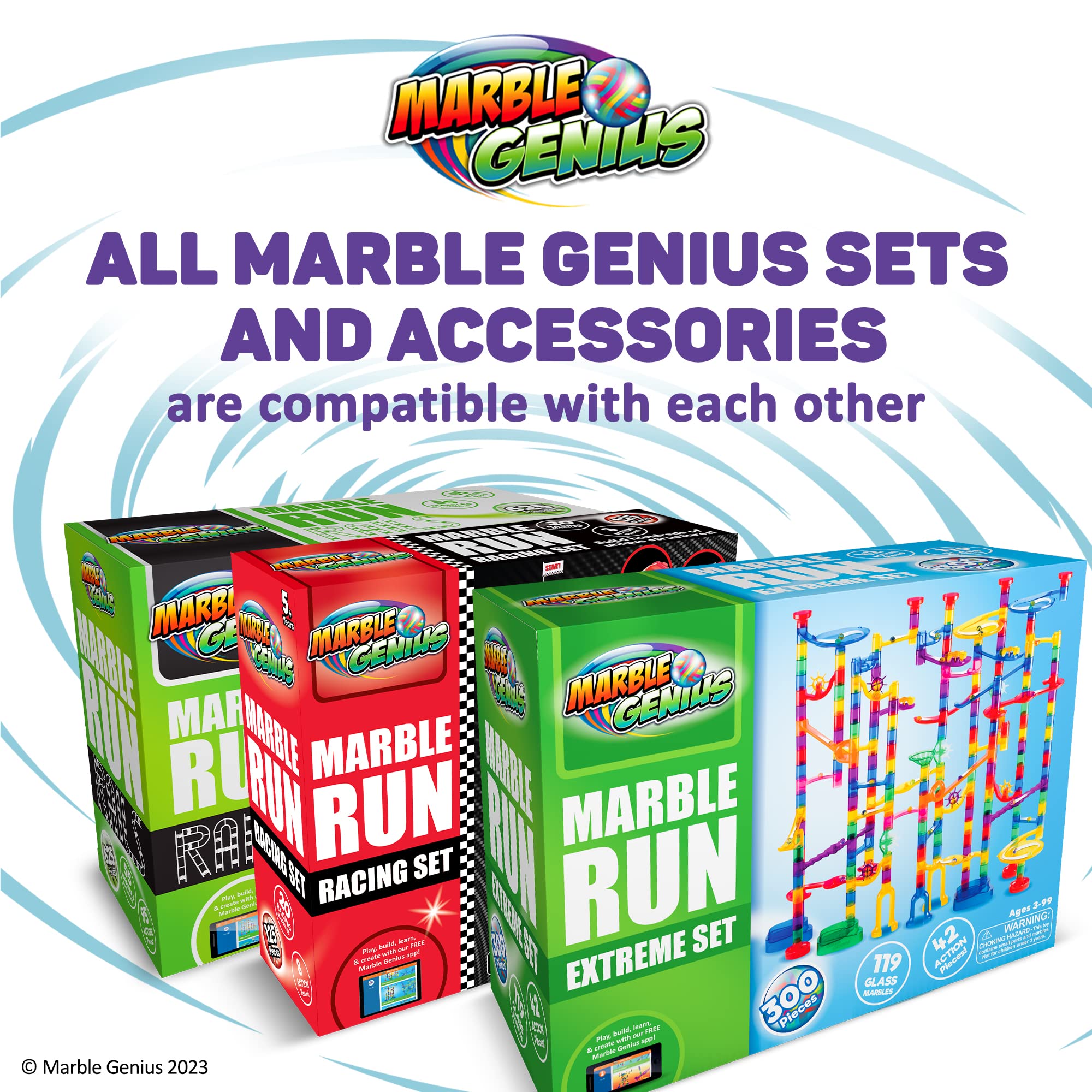 Marble Genius Marble Run Booster Set - 30 Piece STEM Building Toy with 10 Action Pieces for Kids Ages 3+ | Construction Blocks, Instruction App & Jungle Themed Add-On | Perfect for Indoor Play, Birthday Gifts & Educational Fun