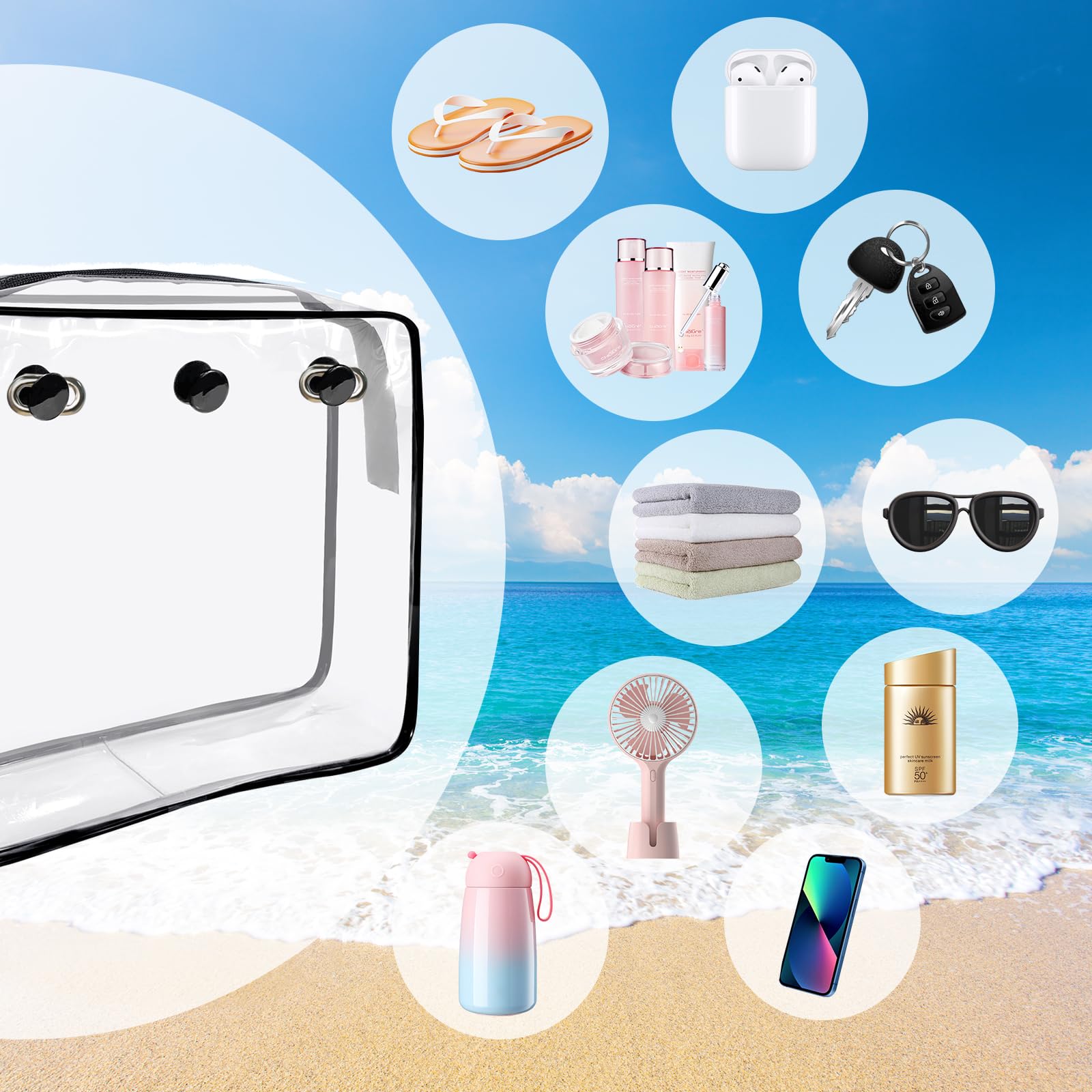 Bogg Bag Clear Insert Organizer - Transparent Zippered Inner Bag Divider for Travel & Beach Accessories | Perfect for Toiletries, Brushes & Storage in Bogg Tote Bags