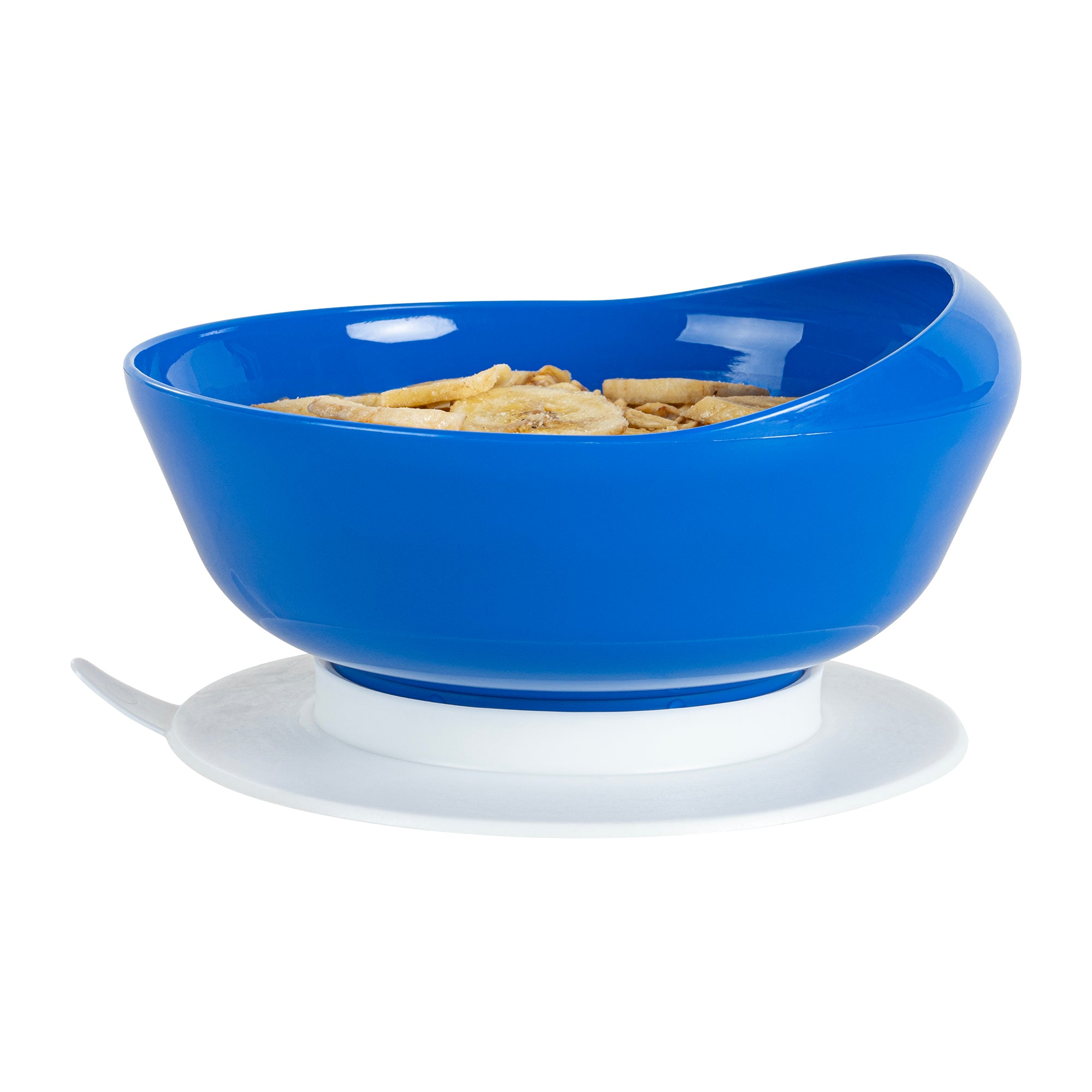 Adapt Tek 19 oz Round Blue Plastic Scoop Bowl with Spillproof Design & Suction Base - 5.75
