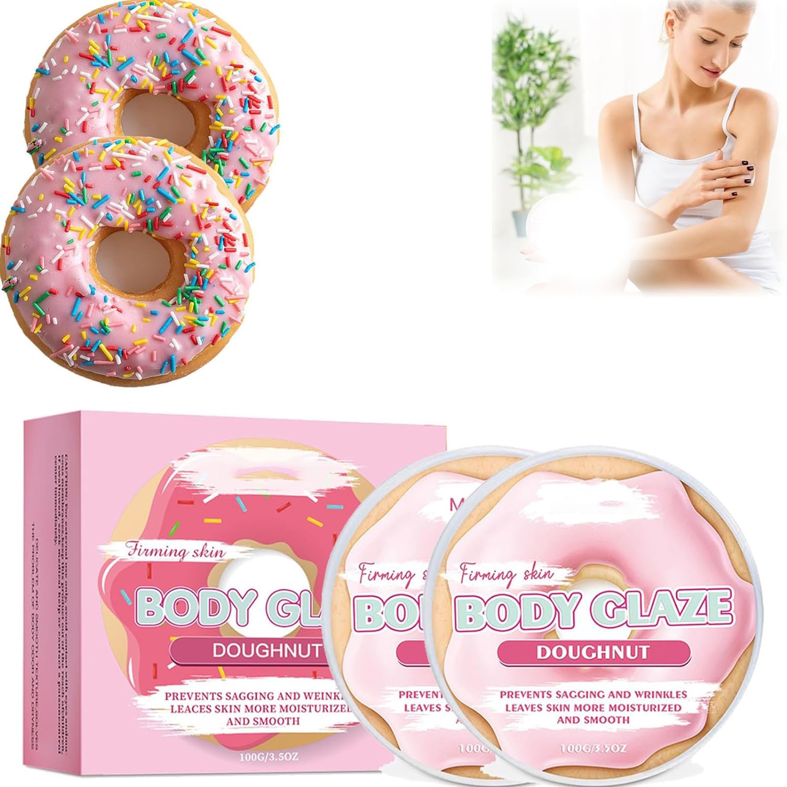 Canvas Beauty Body Glaze Whipped Body Butter for Dry Skin - Ultra Hydrating Donut-Scented Moisturizer for Women (2-Pack) | Perfect for Daily Skincare & Gift Giving