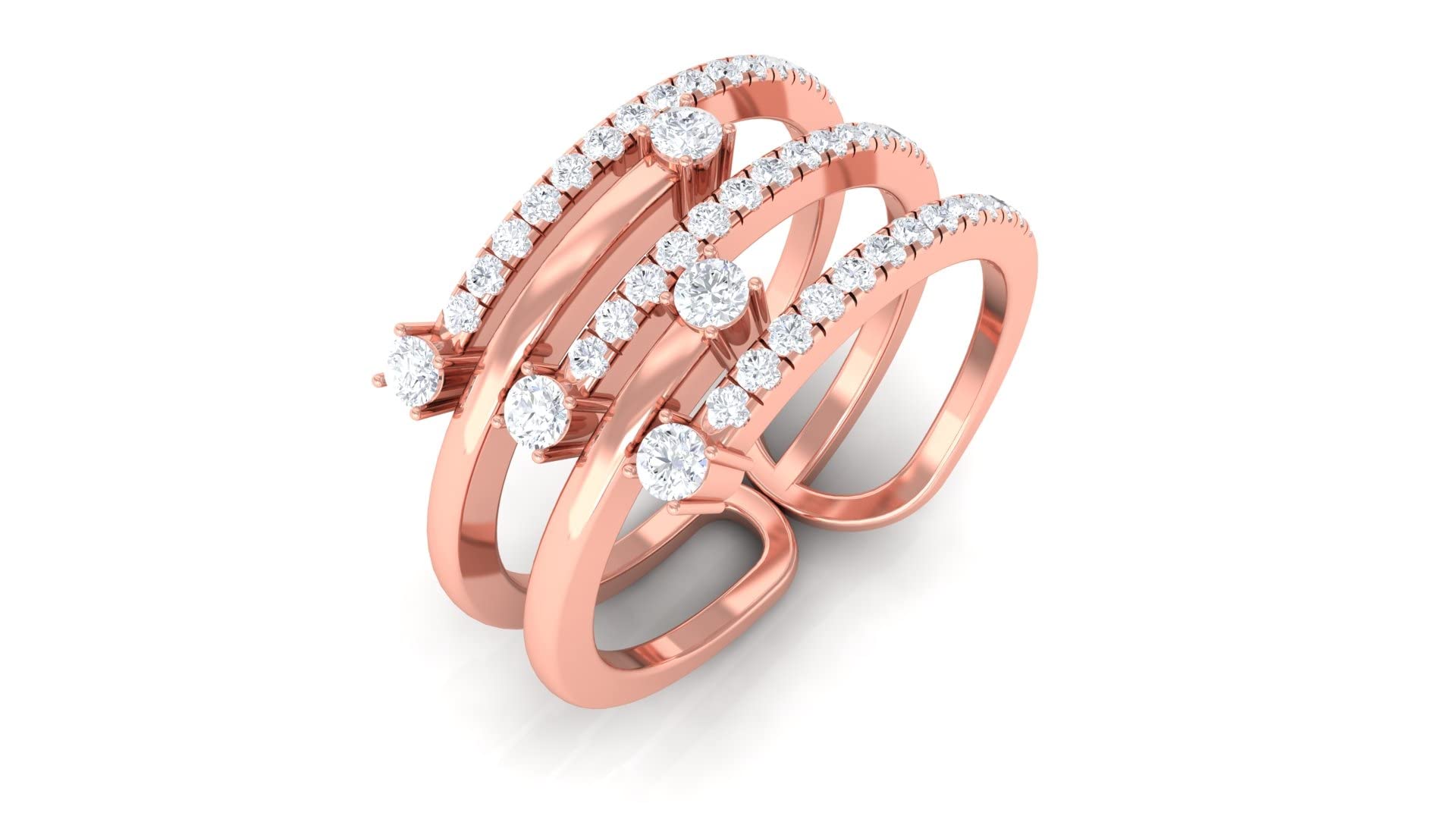 1 CT Natural Diamond Ring for Women - 14K Solid Gold April Birthstone Cocktail Wrap Spiral Ring | Elegant Jewelry Gift for Anniversary, Engagement & Special Occasions
