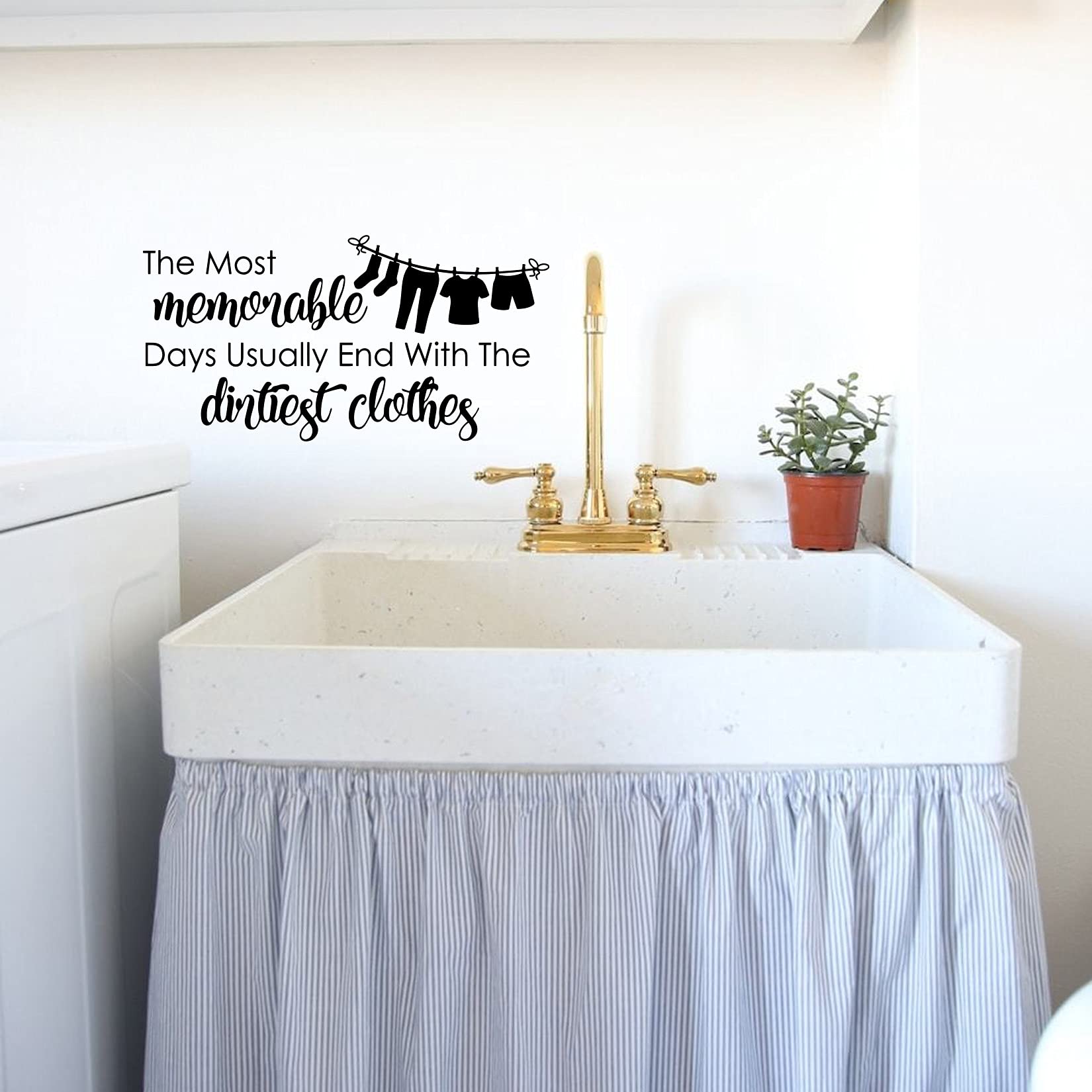 Funny Laundry Room Wall Decal - 'The Most Memorable Days End with The Dirtiest Clothes' Vinyl Quote Sticker - Perfect for Laundry Room Decor, Mudroom, or Kids Play Area