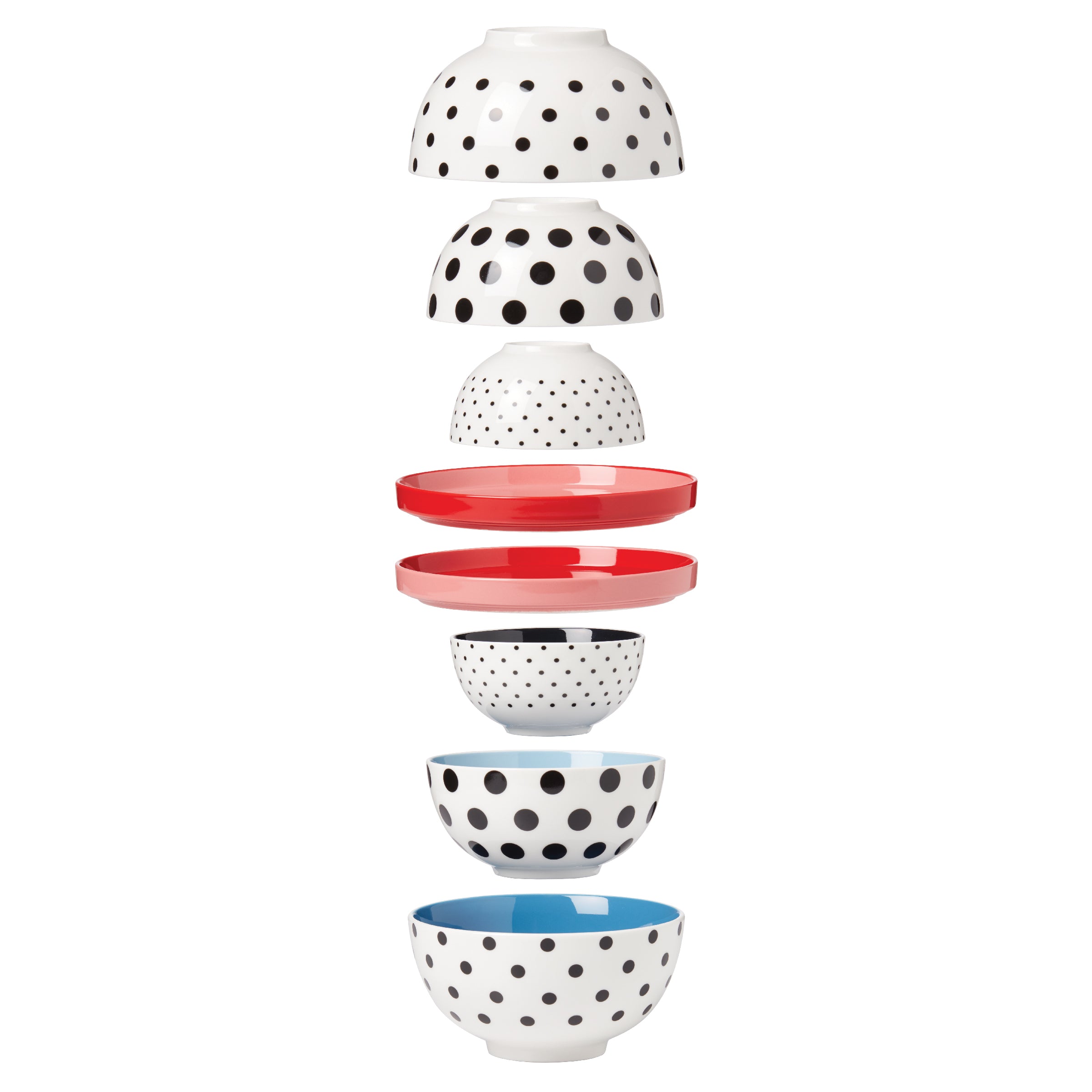 On The Spot 8-Piece Nesting Dinnerware Set - Space Saving Dish Set for Small Kitchens, Camping & RV Travel - Microwave & Dishwasher Safe