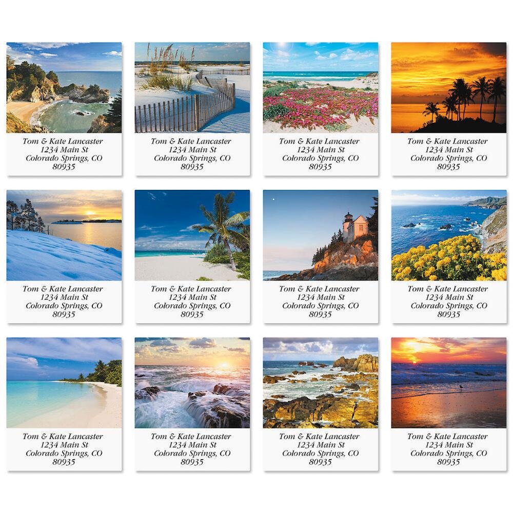 By The Sea Self-Adhesive Address Labels - 12 Designs for Mailing & Gifting