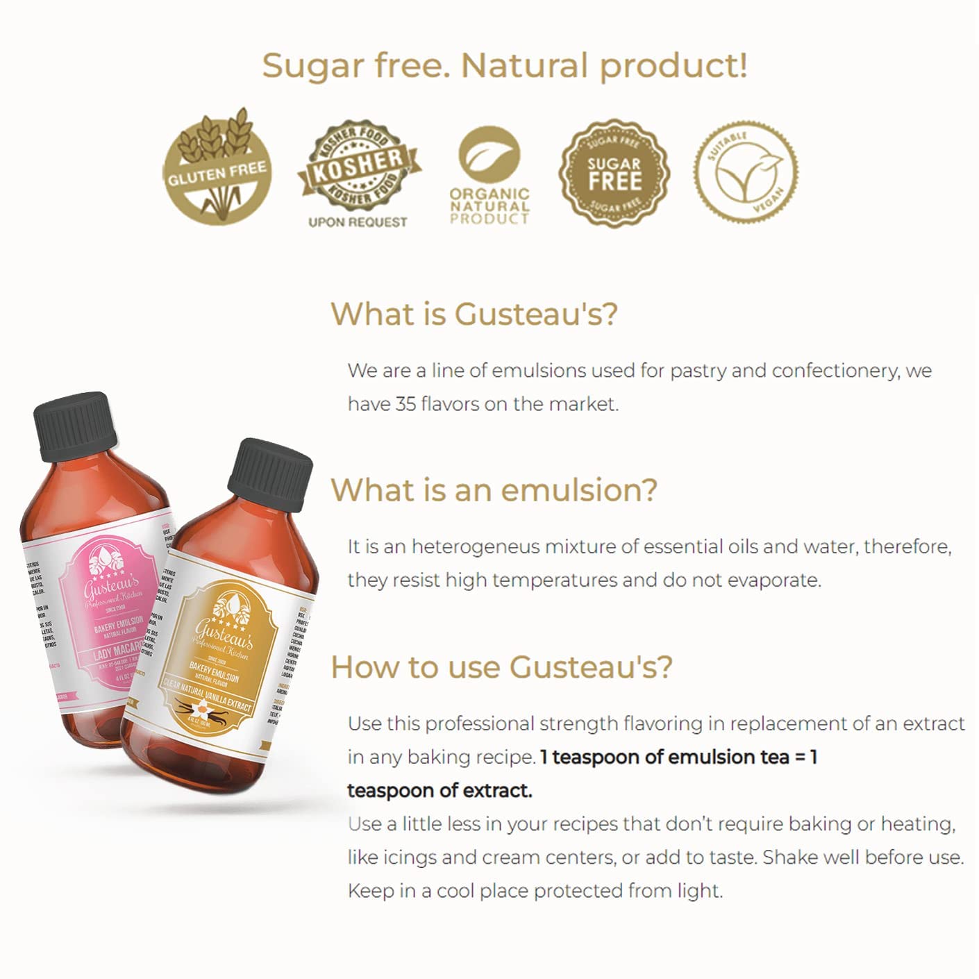 Gusteau's Passion Fruit Flavor Bakery Emulsion - 4 fl oz (100ml) Alcohol-Free, Sugar-Free, Kosher Certified for Baking, Frosting & Dessert Making - Perfect for Cakes, Cookies & Pastries