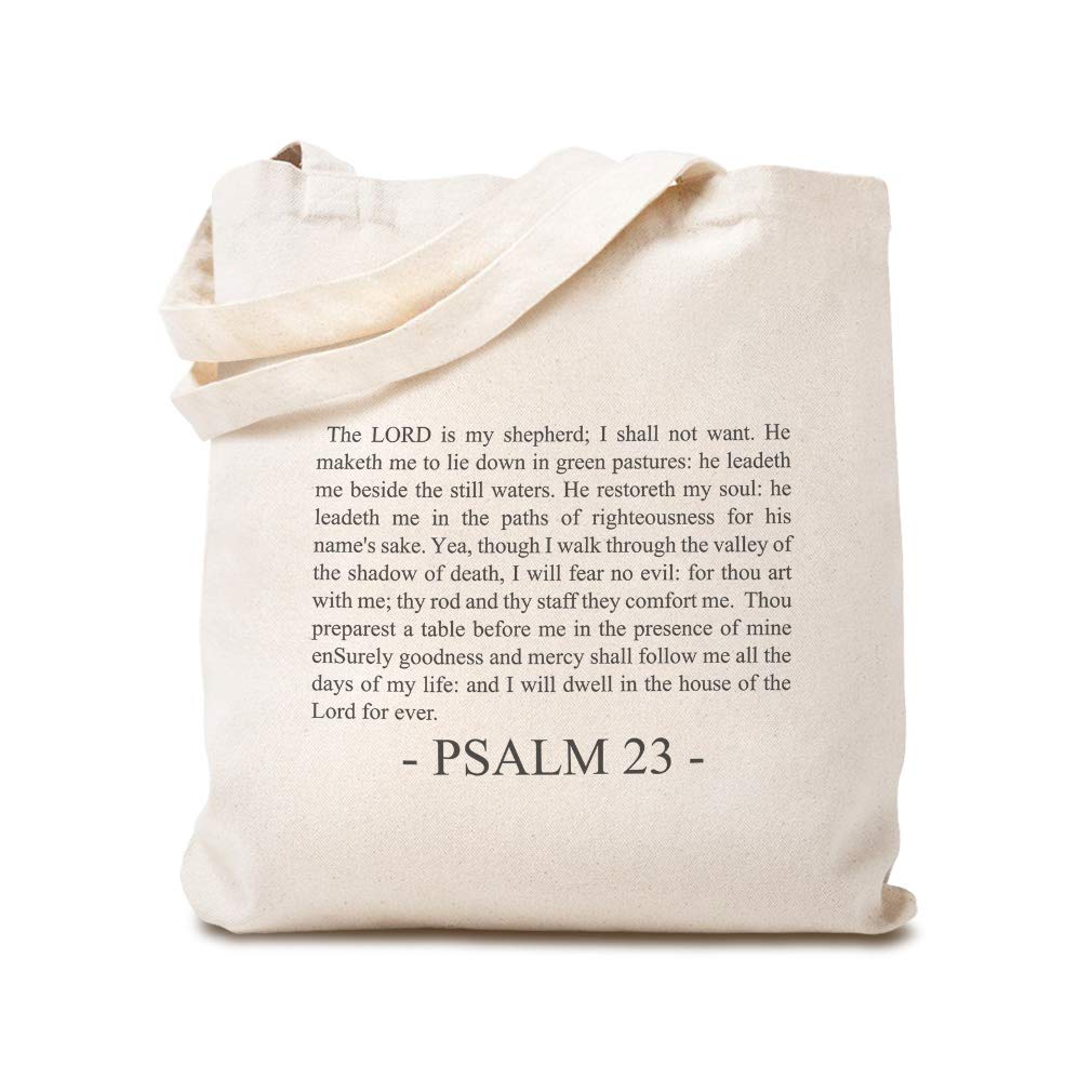Custom Canvas Tote Bag with Psalm 23 Bible Verse - Inspirational Christian Gift for Women - Reusable Shopping & Beach Bag for Daily Use, Church, Travel