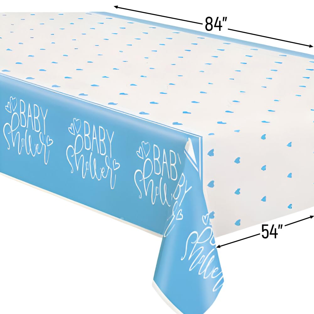 Blue Heart Baby Tablecover for Baby Showers & Birthday Parties - Fun Express Licensed Party Tableware - 1-Piece Waterproof Table Cover for Nursery Decor & Special Events