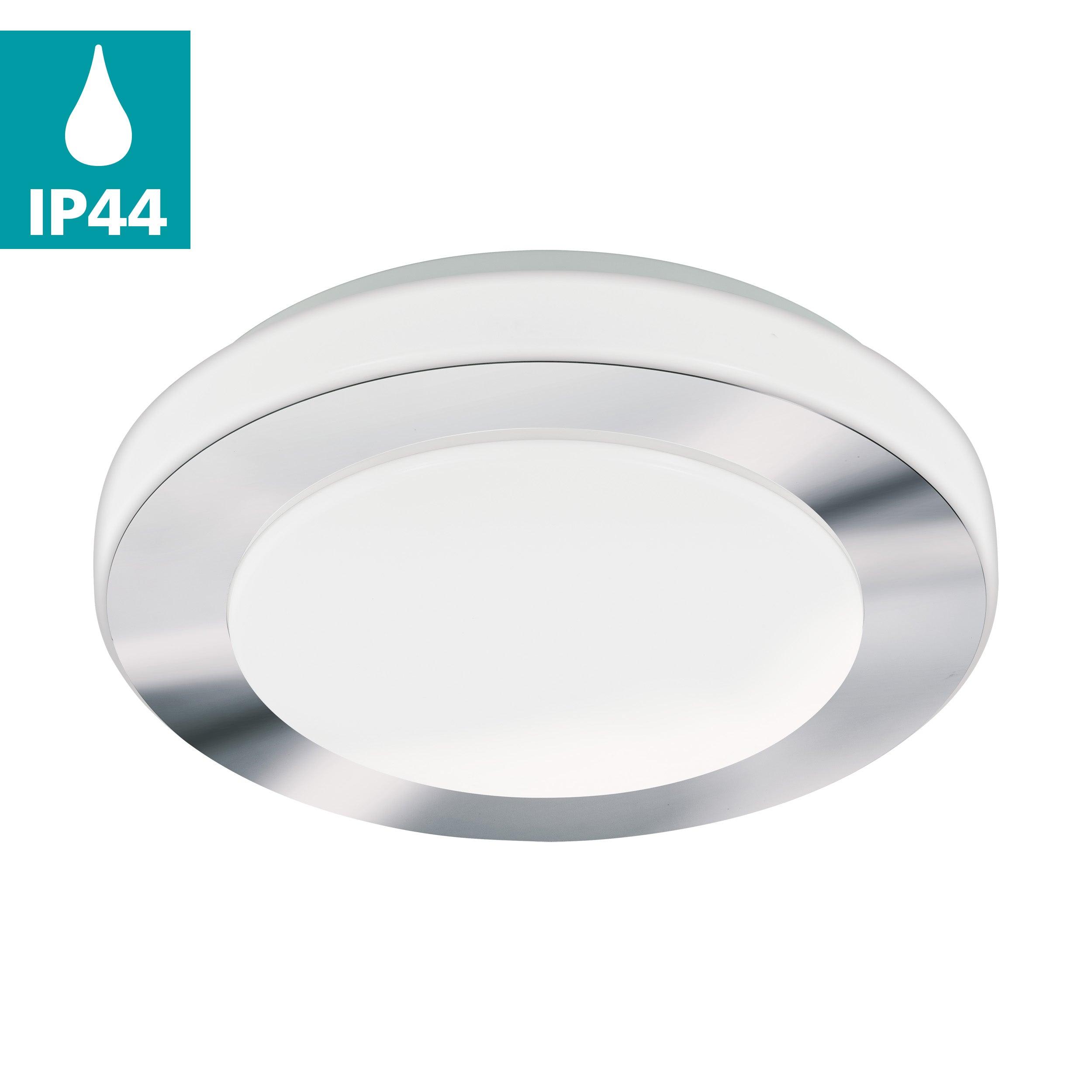 Eglo LED Carpi Round Chrome IP44 Bathroom Flush Ceiling Light 30cm - Modern Waterproof Lighting for Bathroom, Hallway & Bedroom