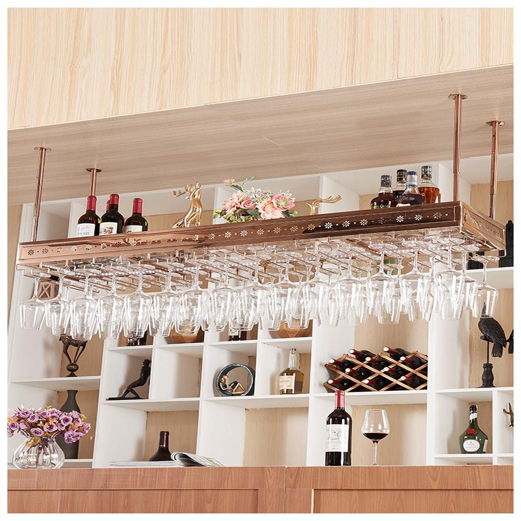 Creative Hanging Ceiling Wine Rack - Adjustable Stainless Steel Glass Shelf for Home Bar & Kitchen Display