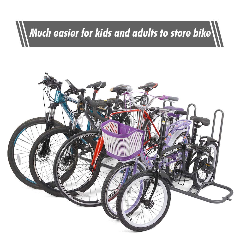 **Ikkle Bike Parking Stand - Heavy Duty Adjustable Bicycle Rack for 5 Bikes, Dual Purpose Garage Storage Holder with 2 Extra Floor Anchor Brackets - Indoor & Outdoor Use for Home, Apartment, or Commercial Spaces**