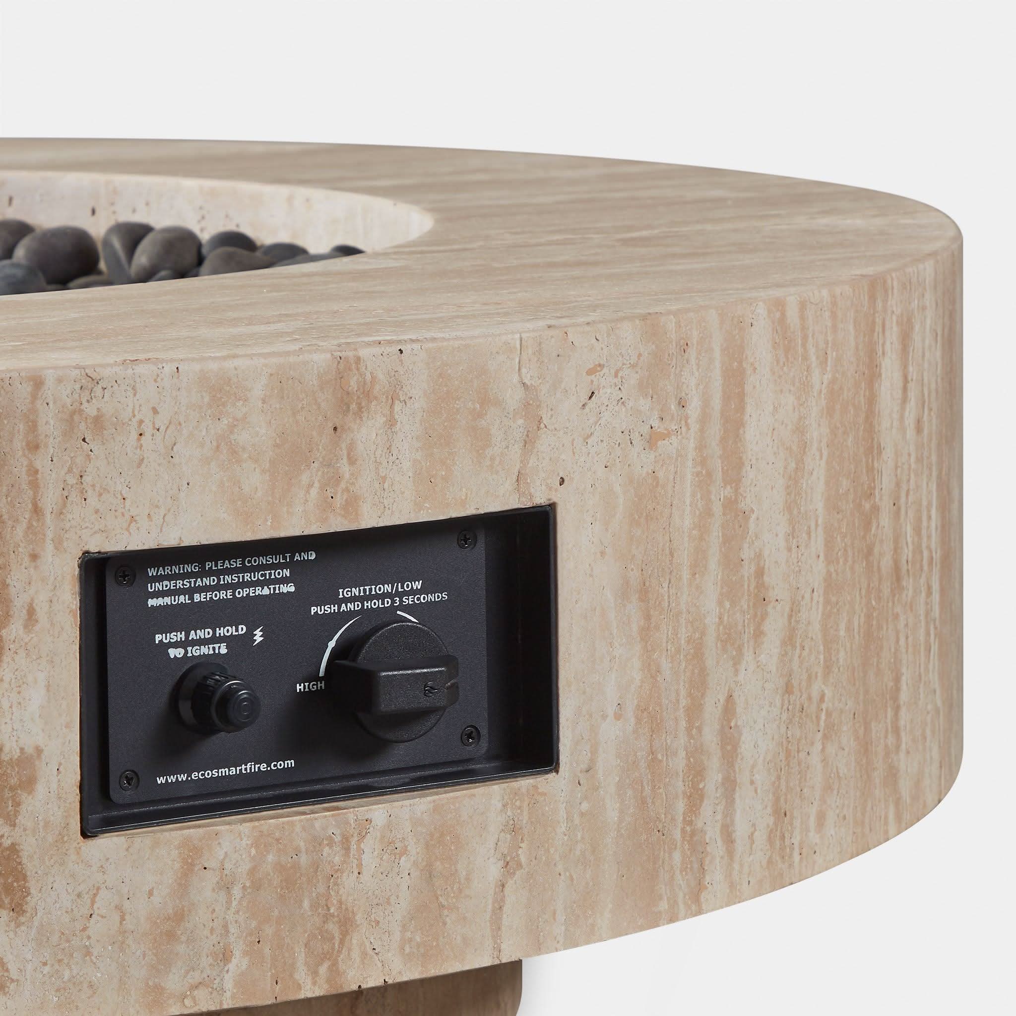 Mason Round Fire Table - Outdoor Gas Fire Pit Table with Lava Rocks, 32 Inch Patio Heater for Backyard, Deck, Garden - Perfect for Entertaining & Relaxing