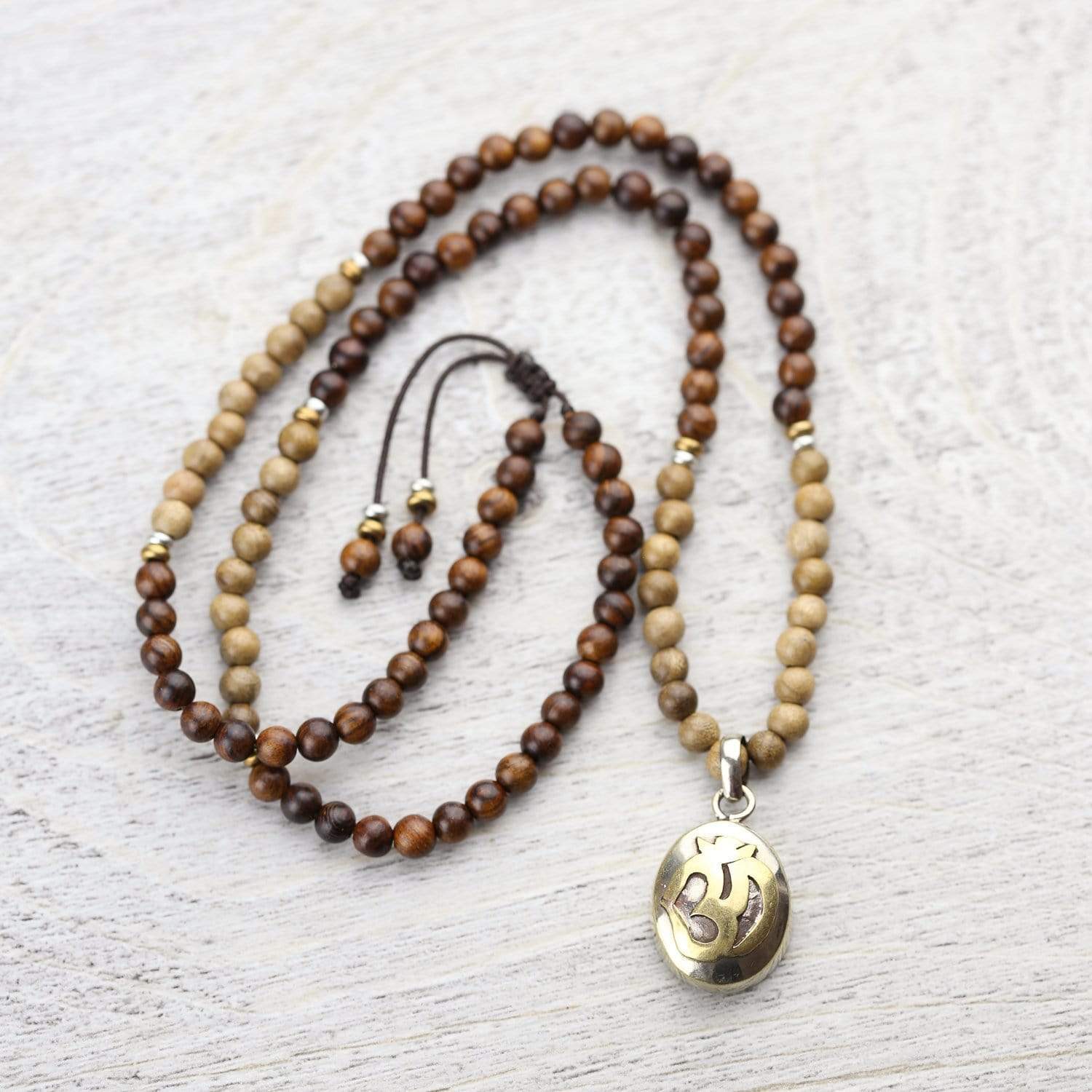 108 Beads Grounding Wood Om Mani Padme Hum Mala Prayer Beads - Meditation, Yoga & Spiritual Healing Accessories for Stress Relief & Mindfulness Practice