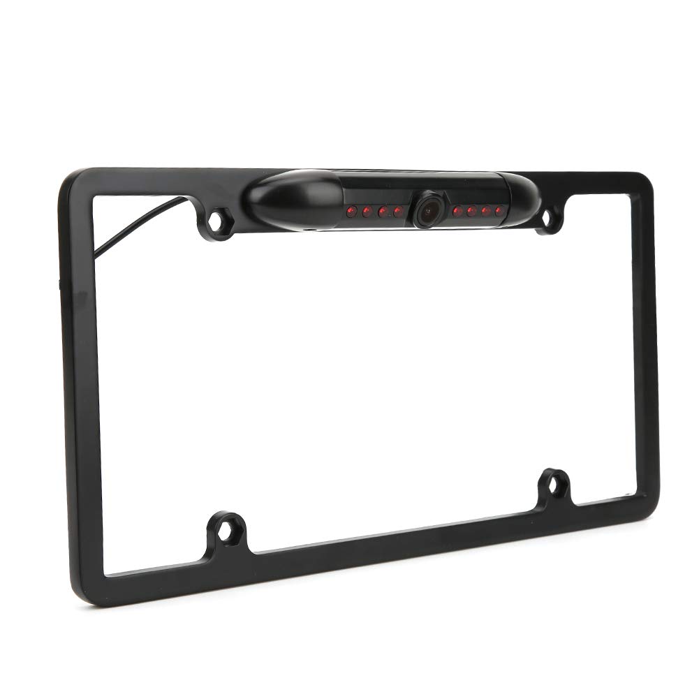 Akozon Rear View Camera for License Plate - Wide Angle Infrared Night Vision Backup Camera with Reverse Assist, Electrophoresis Black - Perfect for Parking, Reversing & Night Driving Safety