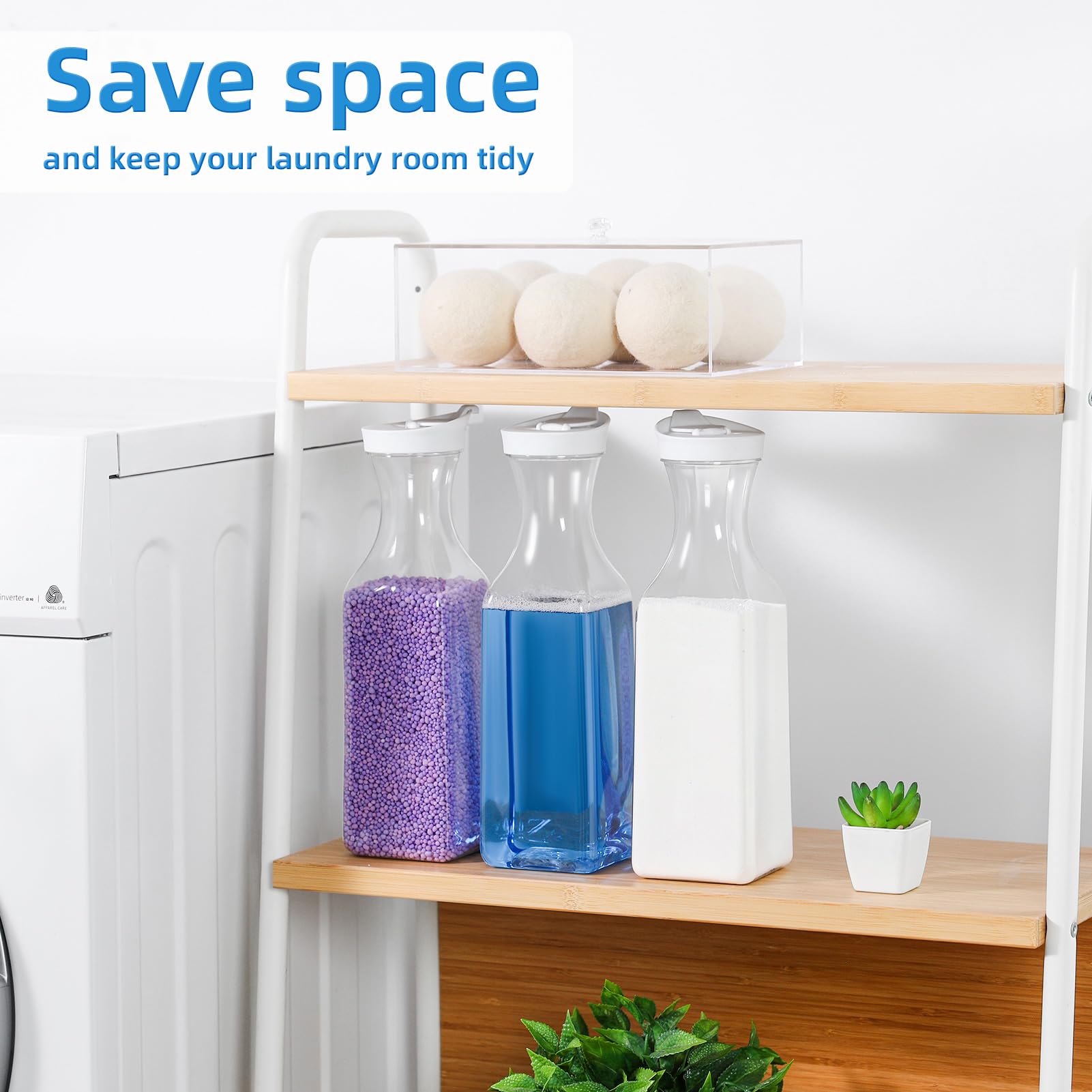 54oz Laundry Detergent & Fabric Softener Dispenser Set (3-Pack) - Plastic Liquid Detergent Containers with 4 Labels for Laundry Room Organization | Perfect for Home, Apartment & Laundromat Use