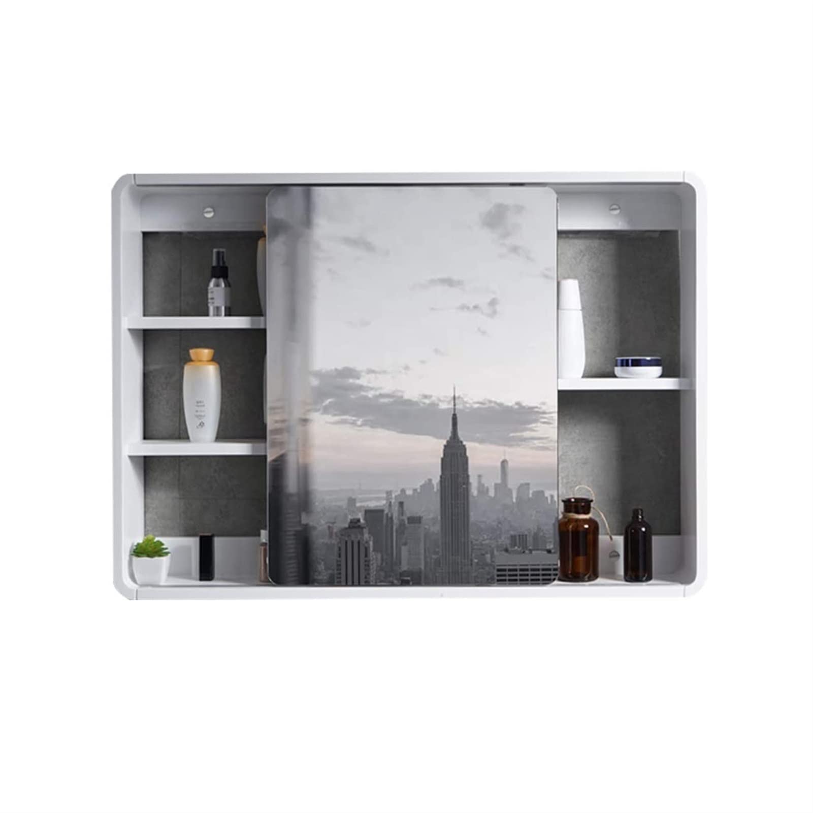 Modern Solid Wood Hidden Mirror Cabinet with Shelf - Bathroom Storage Organizer, Sliding Mirror for Vanity & Makeup - Perfect for Small Bathrooms, Powder Rooms & Apartment Living