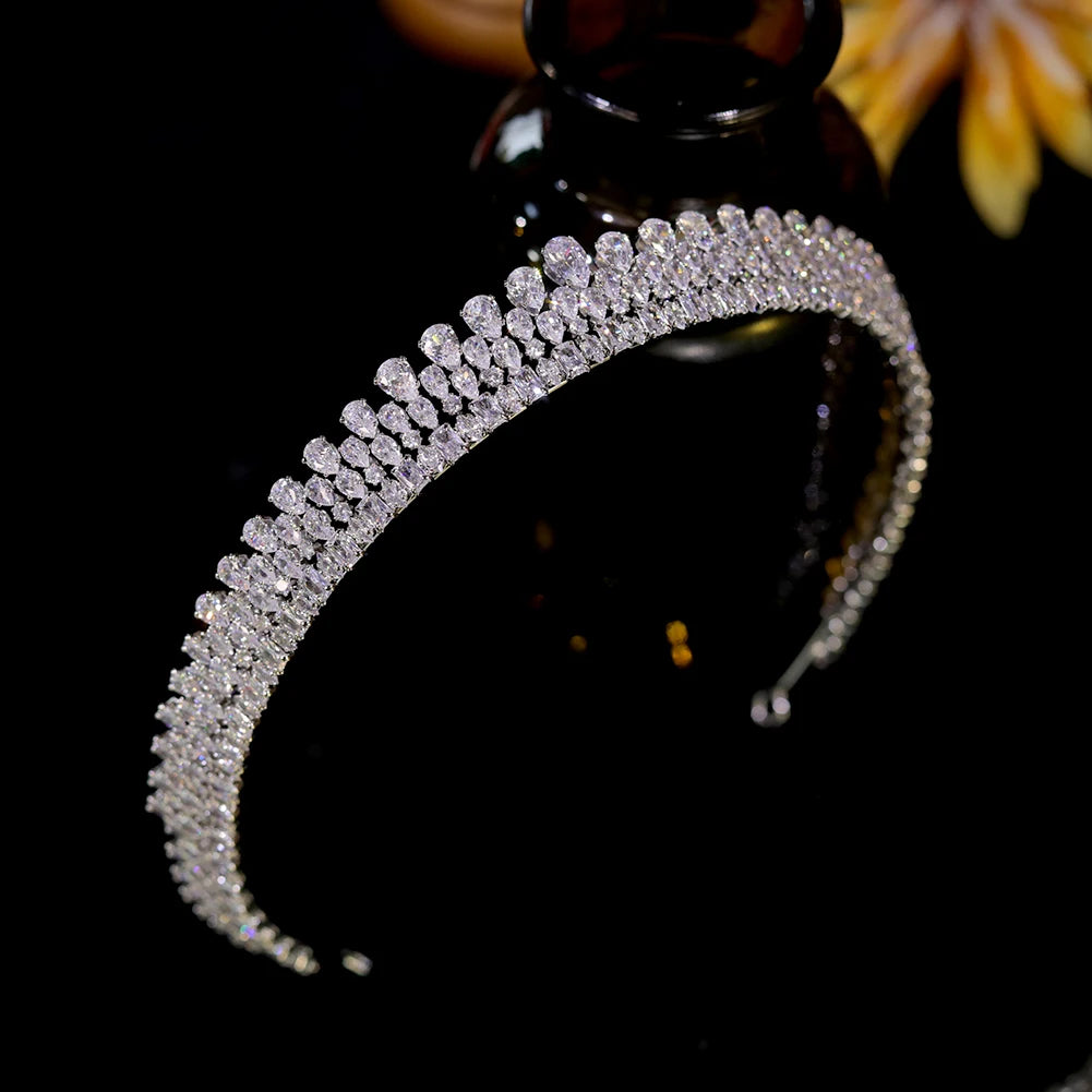 Elegant Crystal Zircon Headband for Girls - Princess Birthday Tiara, Wedding & Party Hair Accessory | Perfect for Birthday Parties, Weddings, Pageants & Special Occasions