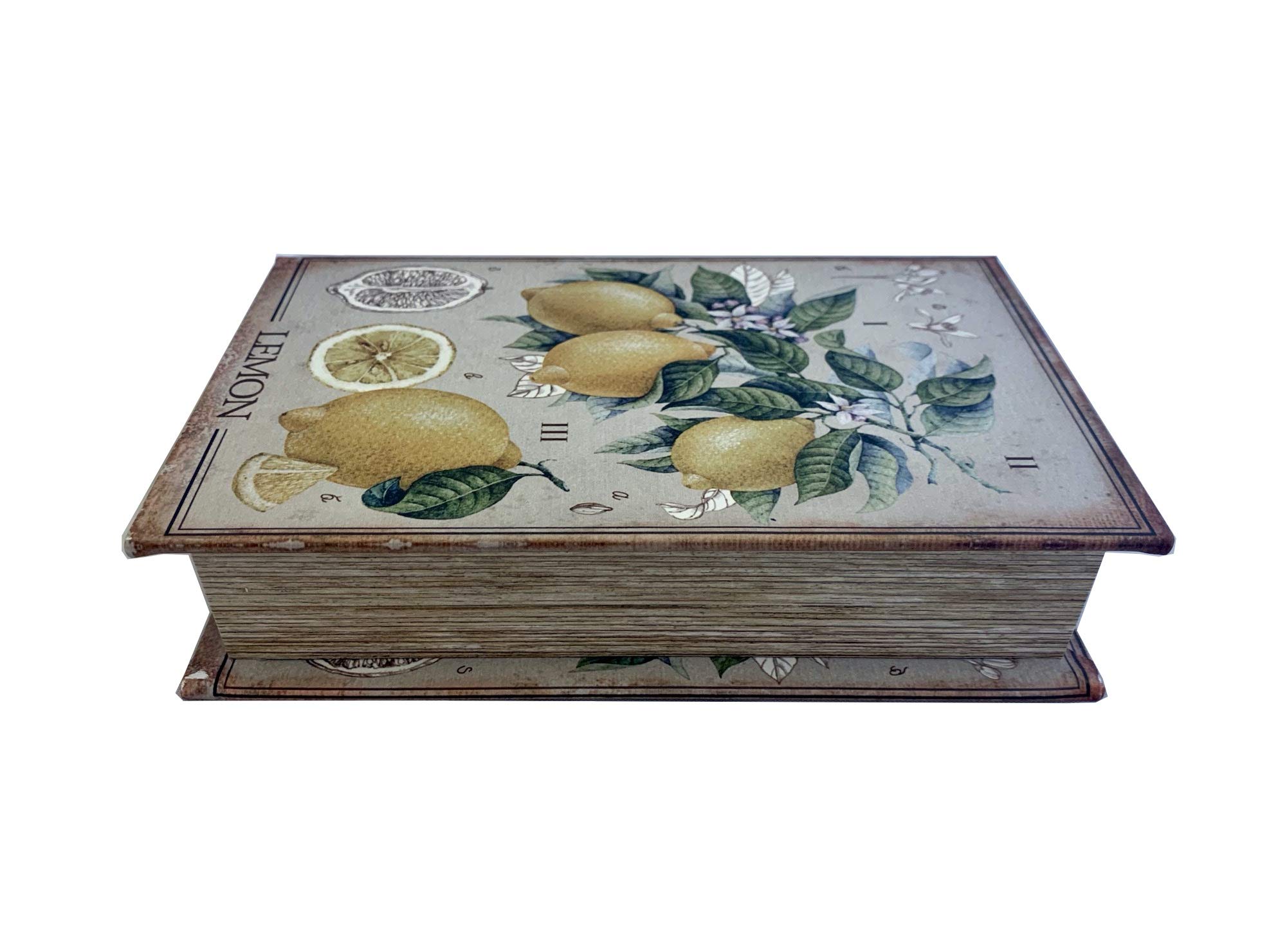 Handmade Leather-Wrapped Wooden Lemon Book Box - Secret Stash Storage for Jewelry, Cash & Keepsakes - Unique Home Decor & Gift for Book Lovers (Perfect for Bedroom, Office & Bookshelf Organization)