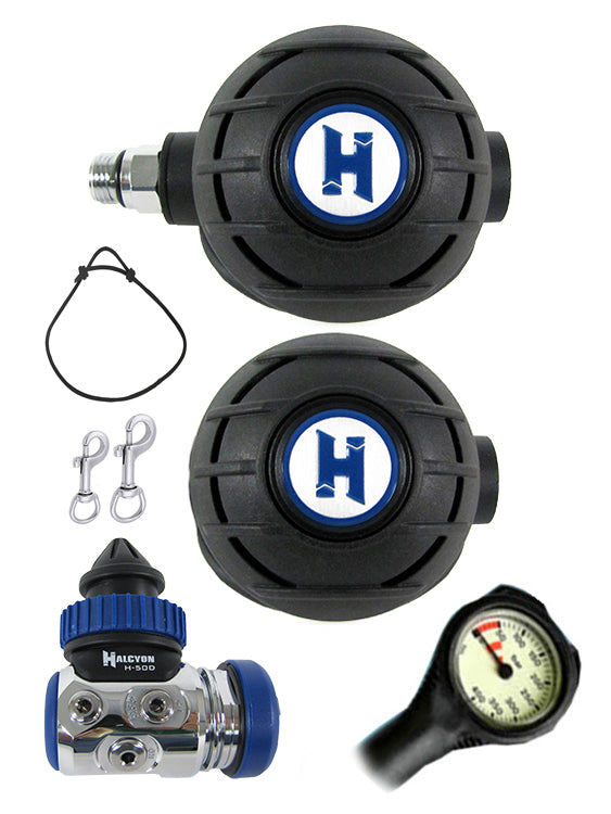 Halcyon H50D DIN Regulator Set with Aura & Aura Octo - Includes FREE Termo Gauge | Scuba Diving Gear for Professional & Recreational Divers