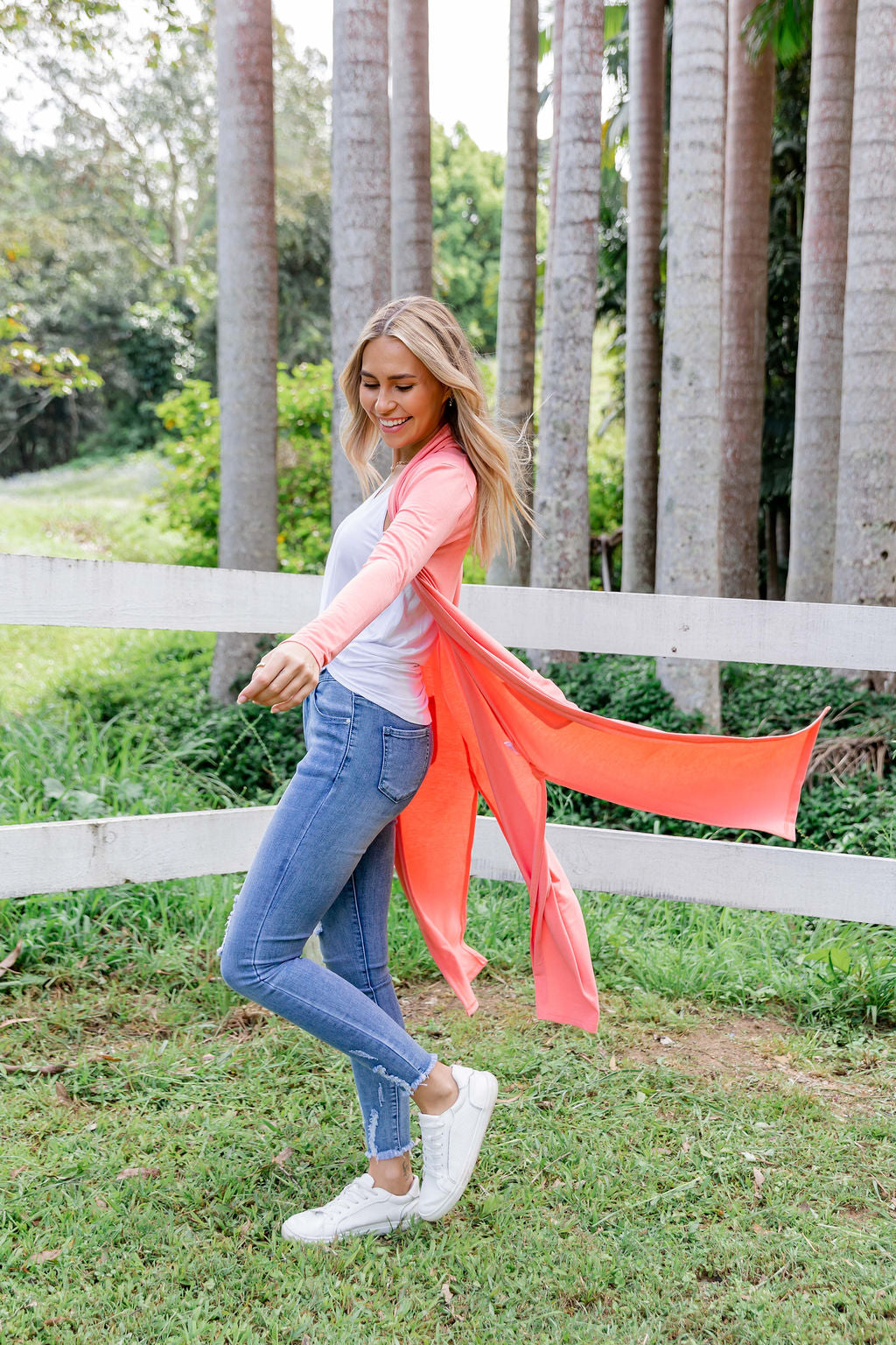 Jane Cardigan in Coral - Women's Lightweight Knit Sweater for Fall & Winter | Perfect for Office, Casual Outings & Cozy Evenings