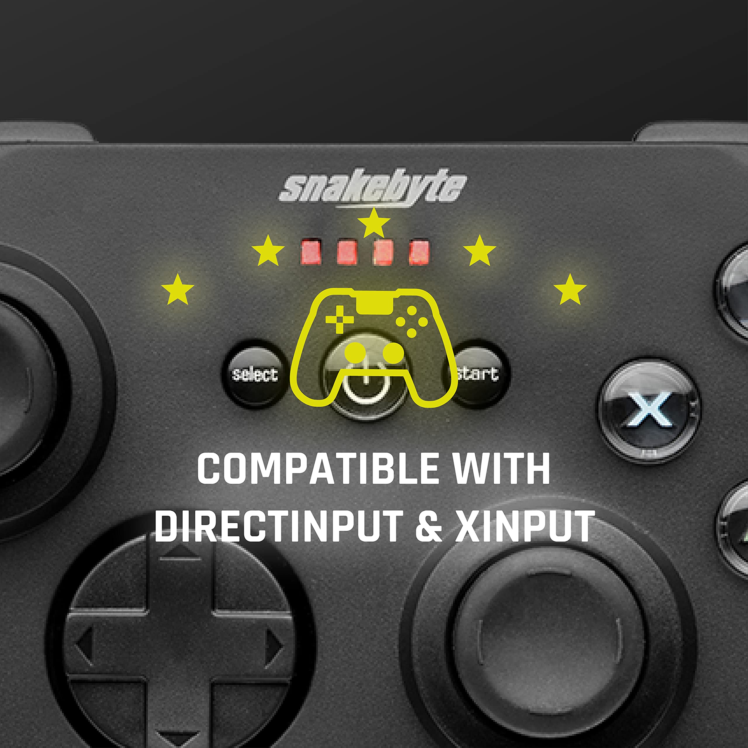 Snakebyte GamePad Pro 2.4GHz Wireless Gaming Controller for PC - Compatible with Windows 10/11, Steam, and Cloud Gaming - Ergonomic Design for Long Gaming Sessions