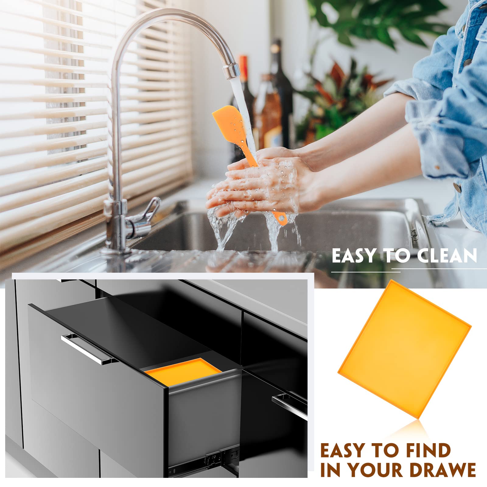Thenshop 8 Pcs Silicone Dehydrator Sheets with Edge + 10 Pcs Mesh Dehydrator Mats with Silicone Scraper - Non-Stick Fruit Leather Trays for Liquid, Meat & Fruit (Orange) - Perfect for Food Dehydrators, Jerky Making & Healthy Snacks