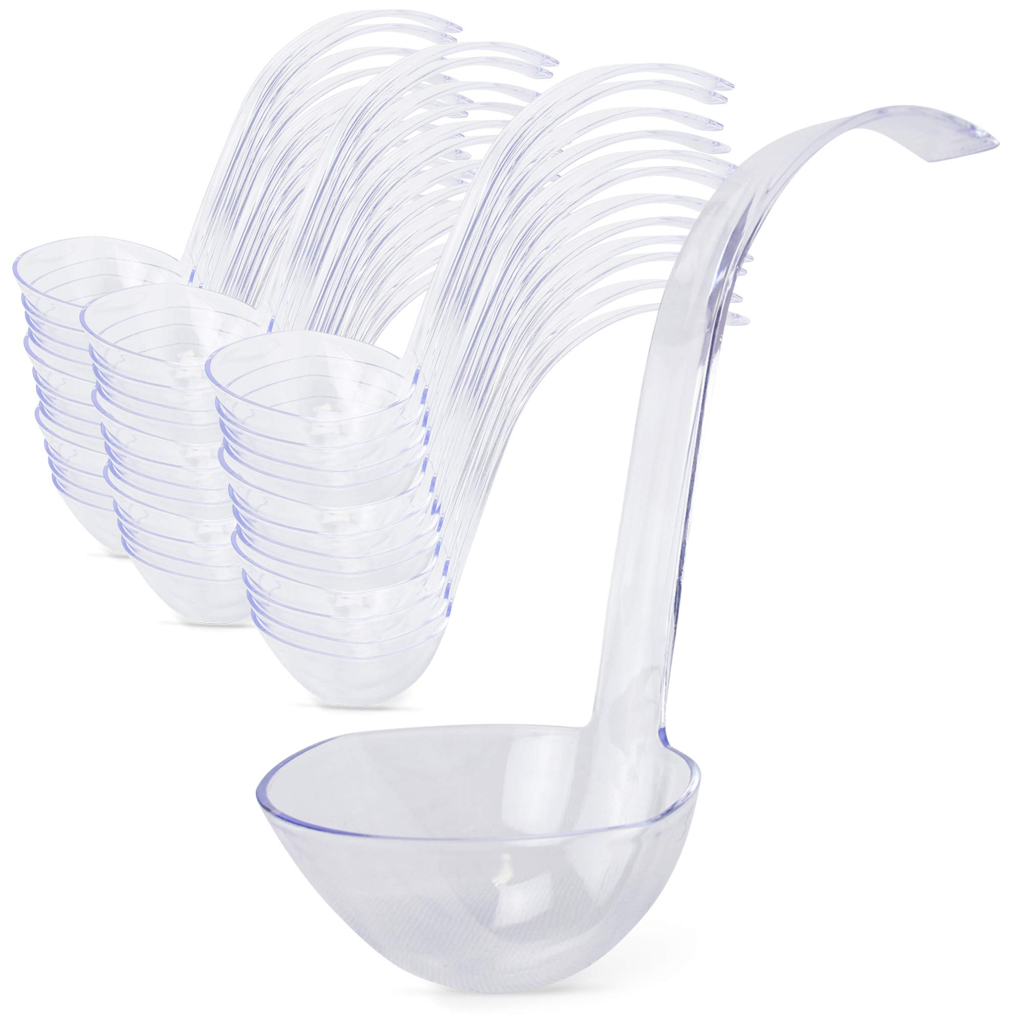 [48 Pack] 5 oz Clear Plastic Punch Bowl Ladle - Disposable Acrylic Serving Spoon for Dressings, Soups, Sauces & Fruit Juices | Perfect for Cocktail Parties, Banquets, Catering & Buffet Events | Commercial Grade One-Piece Scoop