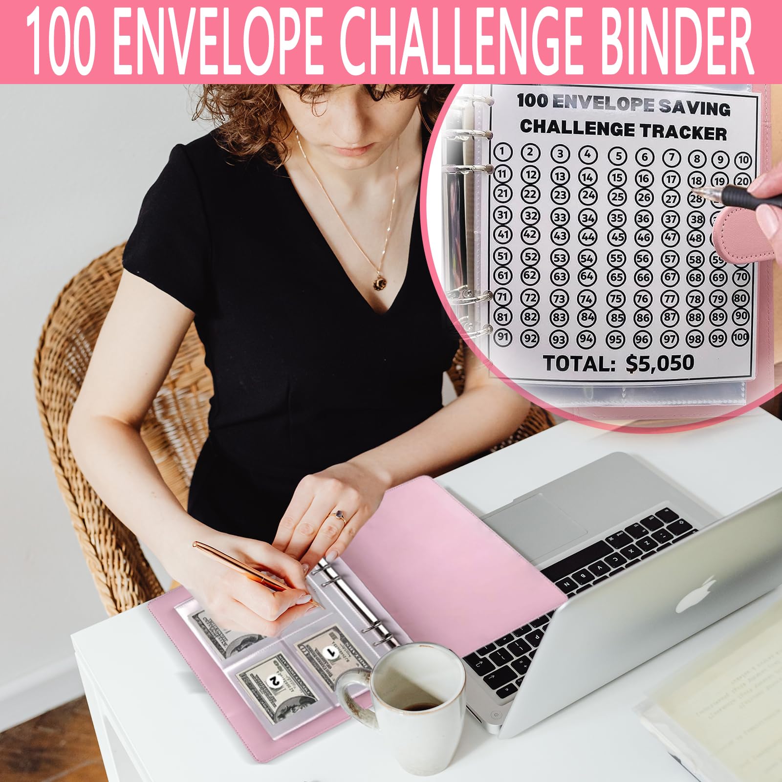 100 Envelopes Money Saving Challenge Book - Budget Binder with Cash Envelopes for $5050 Savings Goal | Fun & Easy Personal Finance Tool for Home Budgeting, Debt Payoff & Financial Planning