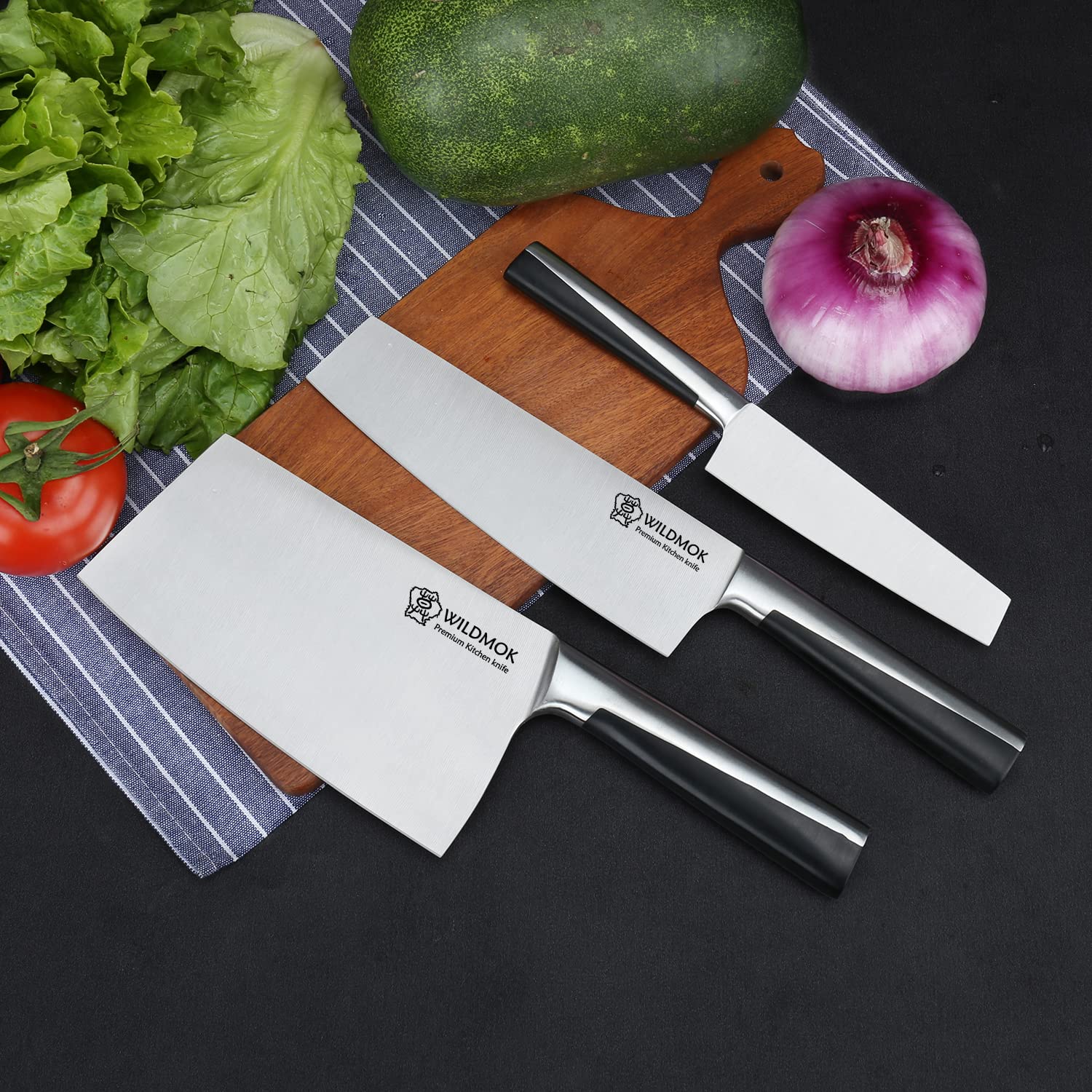 Premium WILDMOK 3-Piece Stainless Steel Kitchen Knife Set - 7