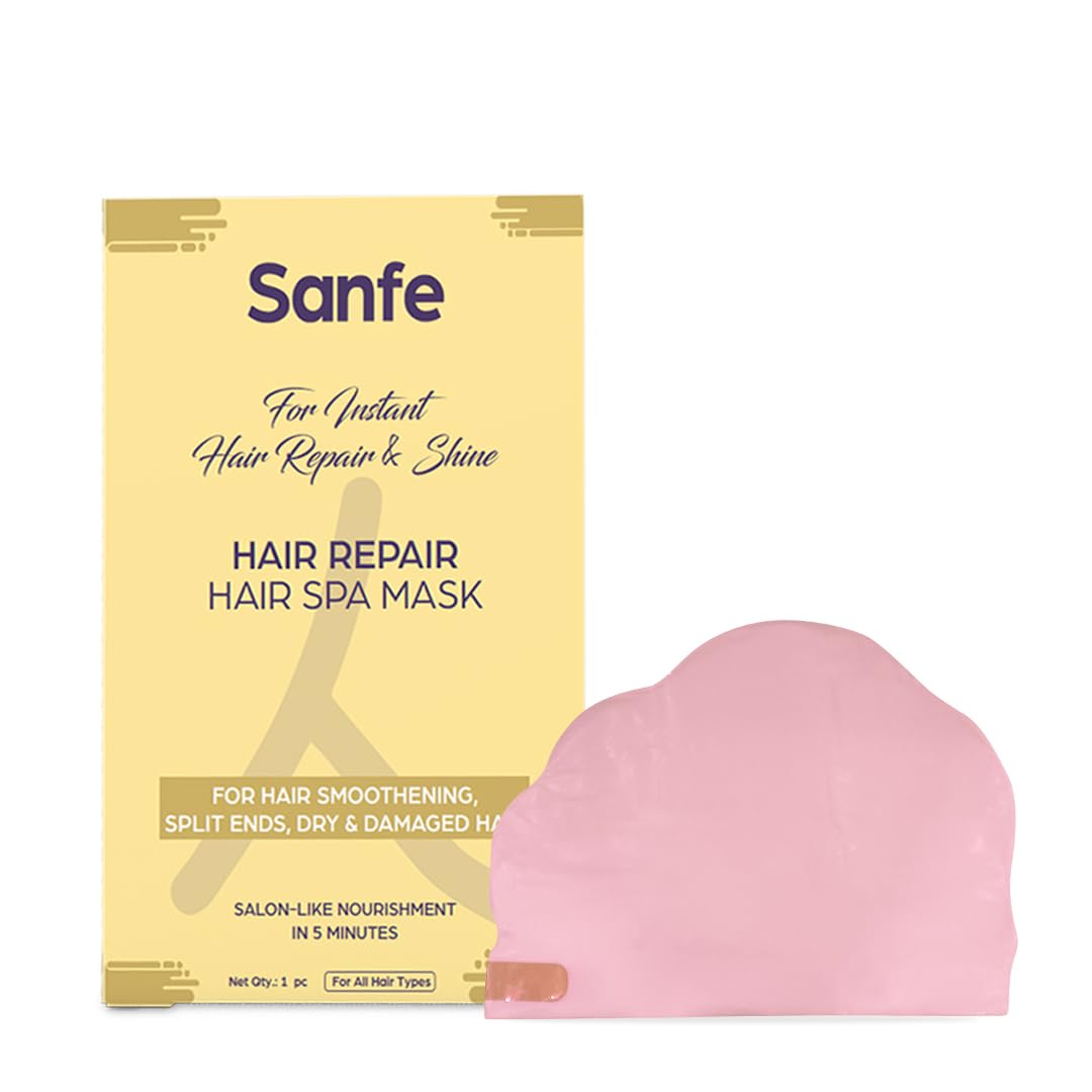 Sanfe Hair Repair Spa Mask - Instant Hair Treatment for Dry, Damaged Hair & Split Ends | Deep Conditioning Mask with Shine & Smoothing Benefits | 5-Minute Salon-Quality Nourishment (1 Piece) - Perfect for Post-Wash Care, Travel & Quick Hair Revival