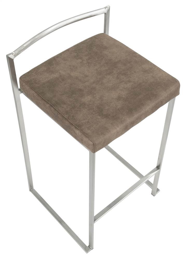 Stainless Steel Fuji Stacker Bar Stools Set of 2 - 24