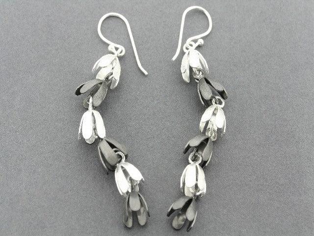 Forget Me Not Chain Drop Earrings - Sterling Silver & Oxidized Finish - Perfect for Weddings, Anniversaries & Romantic Gifts