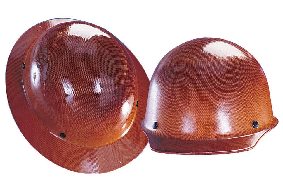 MSA Skullgard Full Brim Hard Hat with Suspension - ANSI Approved Safety Helmet with Lamp Bracket & Cord Holder - Phenolic Resin Construction for Heat Resistance up to 350°F - Ideal for Construction, Mining & Industrial Work