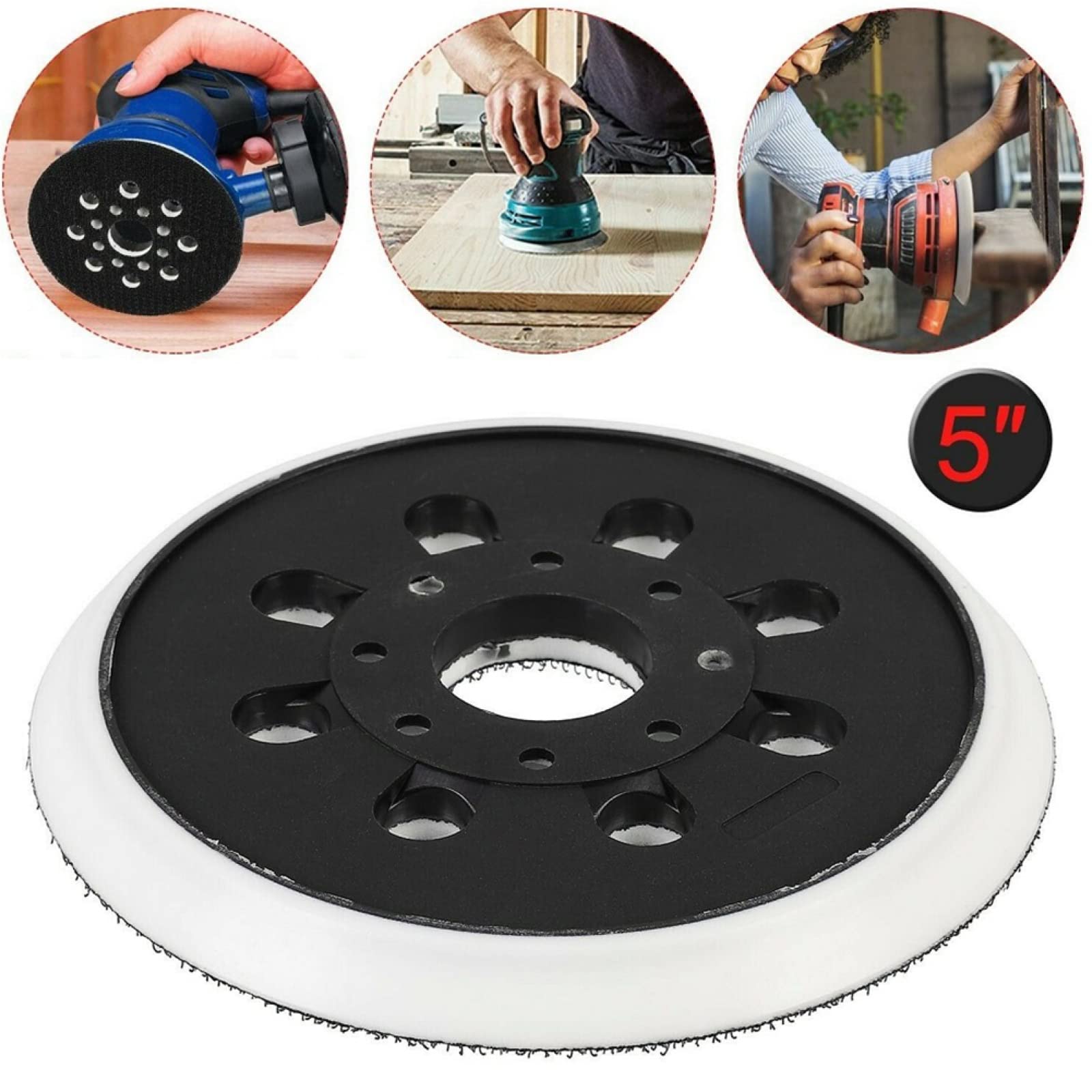 5 Inch 125mm Hook and Loop Sanding Disc Pad - Compatible with Orbital Sanders, Random Orbital Sanders - Perfect for Woodworking, Metal Polishing & DIY Projects