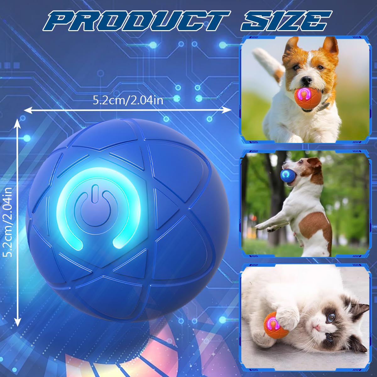 2PCS Interactive Shaky Ball Dog Toy - USB Rechargeable Automatic Moving Pet Ball for Small & Medium Dogs - Orange & Blue - Perfect for Indoor Play, Training & Boredom Relief