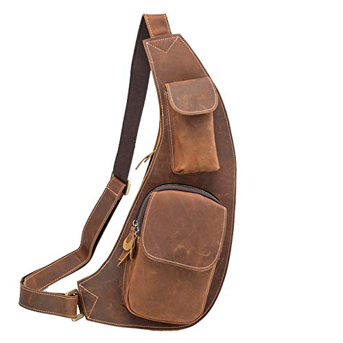 LederleiterUSA Men's Genuine Leather Chest Bag - Crossbody Sling Shoulder Bag & Backpack for Outdoor, Travel, Hiking & Daily Use