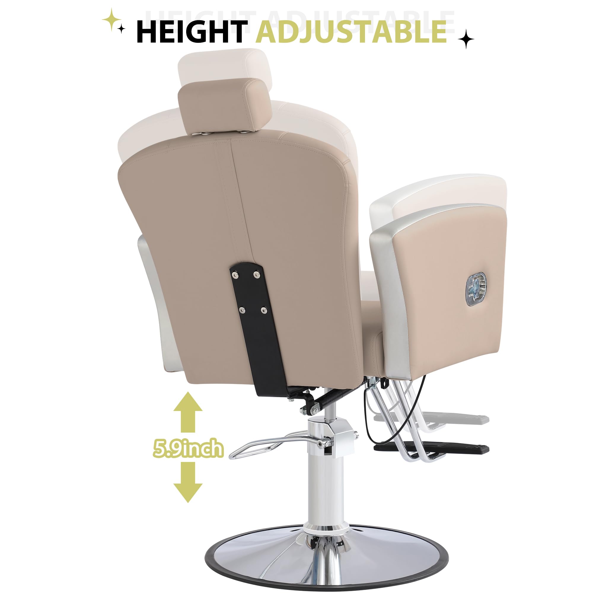 Professional Hydraulic Salon Chair for Hair Stylists - 360° Swivel & Height Adjustable Barber Styling Chair with Reclining Function (Grey) - Perfect for Barbershops, Hair Salons & Home Styling Stations
