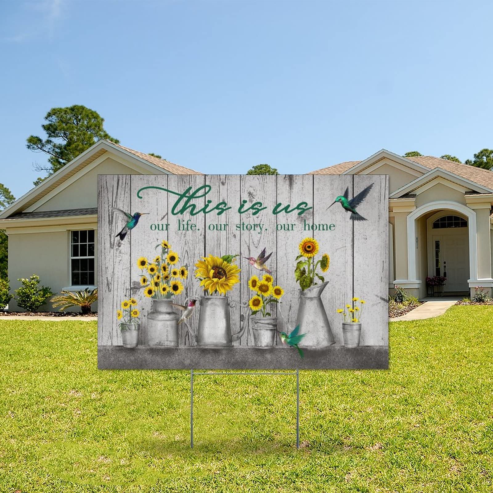 Daisy Spring Lawn Sign - Double Sided Weather-Resistant Yard Decor for Garden, Party & Garage Sale (12x18in)