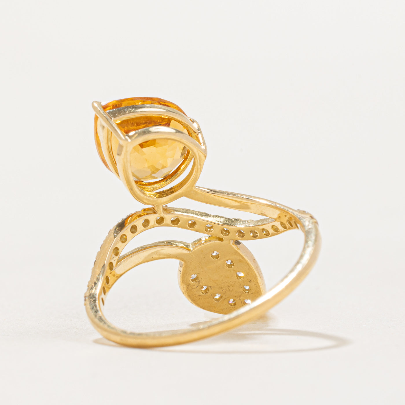 2.25ct Citrine & 0.30ct Diamond Leaf Ring - Size 6.5 - Elegant Nature-Inspired Jewelry for Women - Perfect for Weddings, Anniversaries & Special Occasions