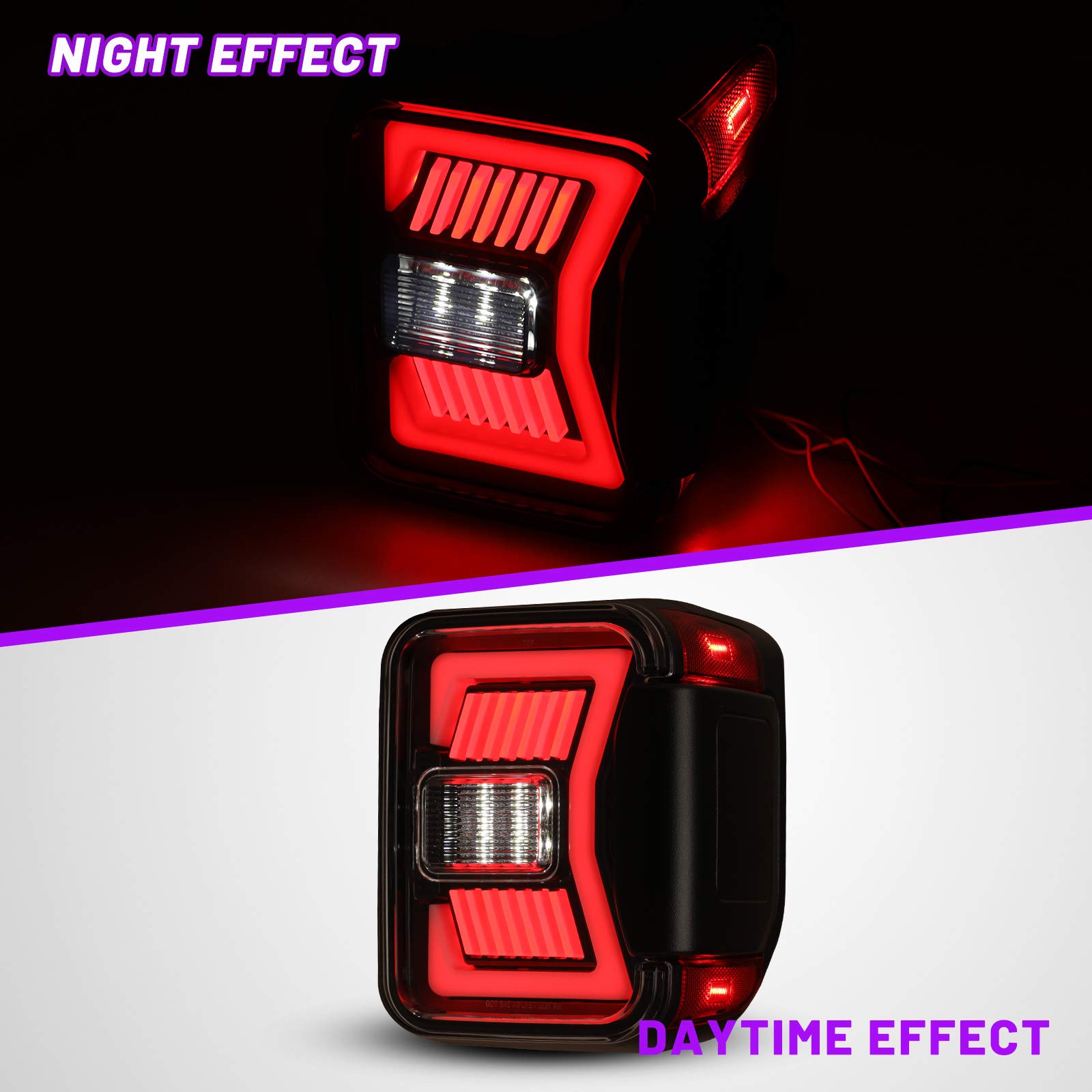 AUTOWIKI LED Tail Lights for 2019-2025 Jeep Gladiator JT - Glossy Black Clear Lens with Sequential Turn Signal - 1 Pair Rear Lamps Replacement - Perfect for Off-Roading & Night Driving
