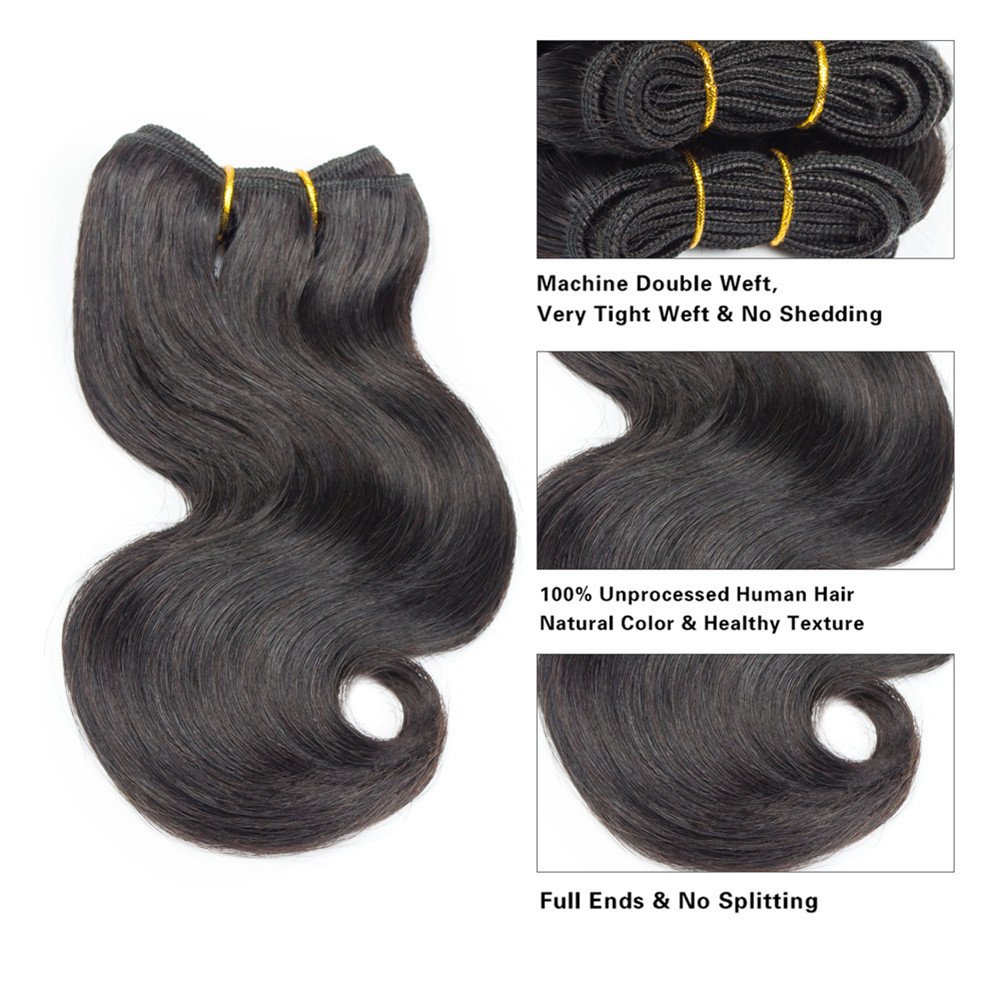 4 Bundles Brazilian Body Wave Virgin Human Hair Extensions 8