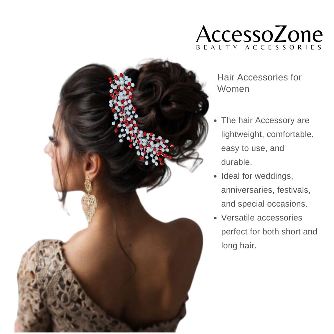 Premium Beads & Crystal Hair Accessories for Girls & Women - Elegant Juda Bun, Updo Hairstyle Headpieces for Wedding, Party & Special Occasions | Perfect for Bridal, Prom, Formal Events & Everyday Glam