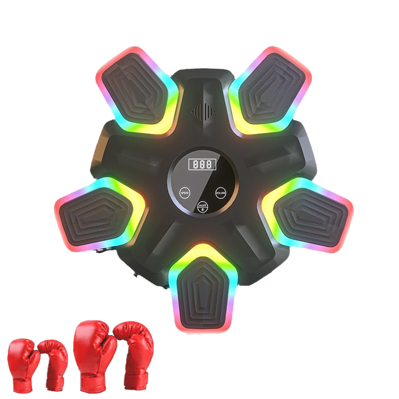Music Punching Machine with Boxing Gloves - 17 Inch LED Boxing Workout Equipment for Adults & Kids, Wall Mounted Home & Gym Exercise Equipment with Colorful Lights | Perfect for Fitness Training, Stress Relief & Fun Family Activities
