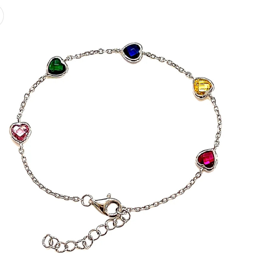 Mimi Colored Hearts Bracelet for Women - Dainty Small Adjustable Cute Heart Charm Jewelry Gift for Her - Perfect for Valentine's Day, Anniversary & Everyday Wear