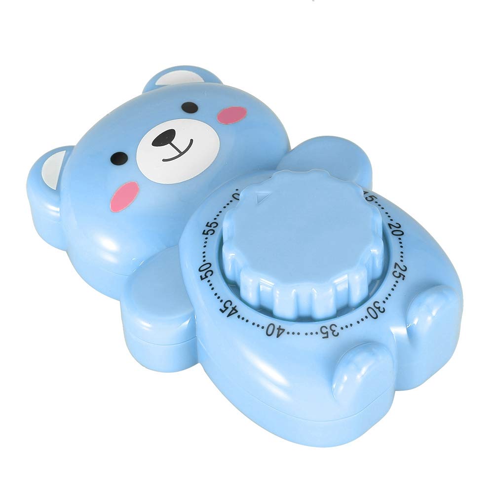 Cute Bear Mechanical Kitchen Timer - Blue for Baking & Cooking