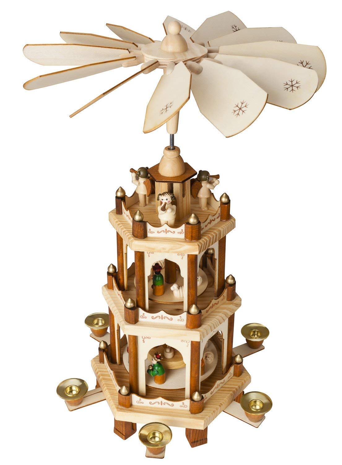 BRUBAKER 3-Tier 18-Inch Christmas Pyramid Set with 20 Red Candles & Candle Adhesive - Perfect for Holiday Home Decor, Table Centerpiece, and Christmas Gift Giving